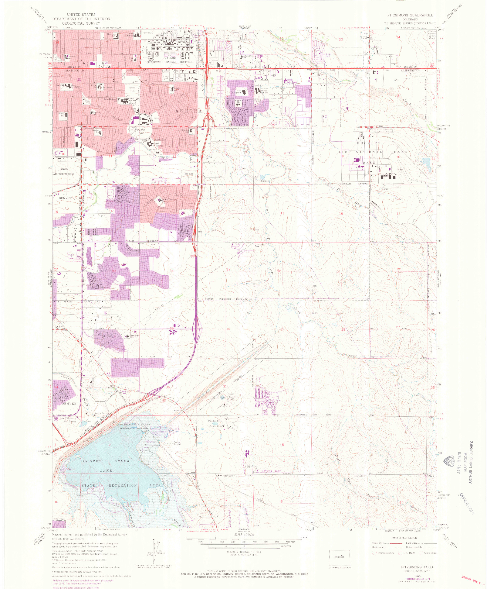 USGS 1:24000-SCALE QUADRANGLE FOR FITZSIMONS, CO 1965