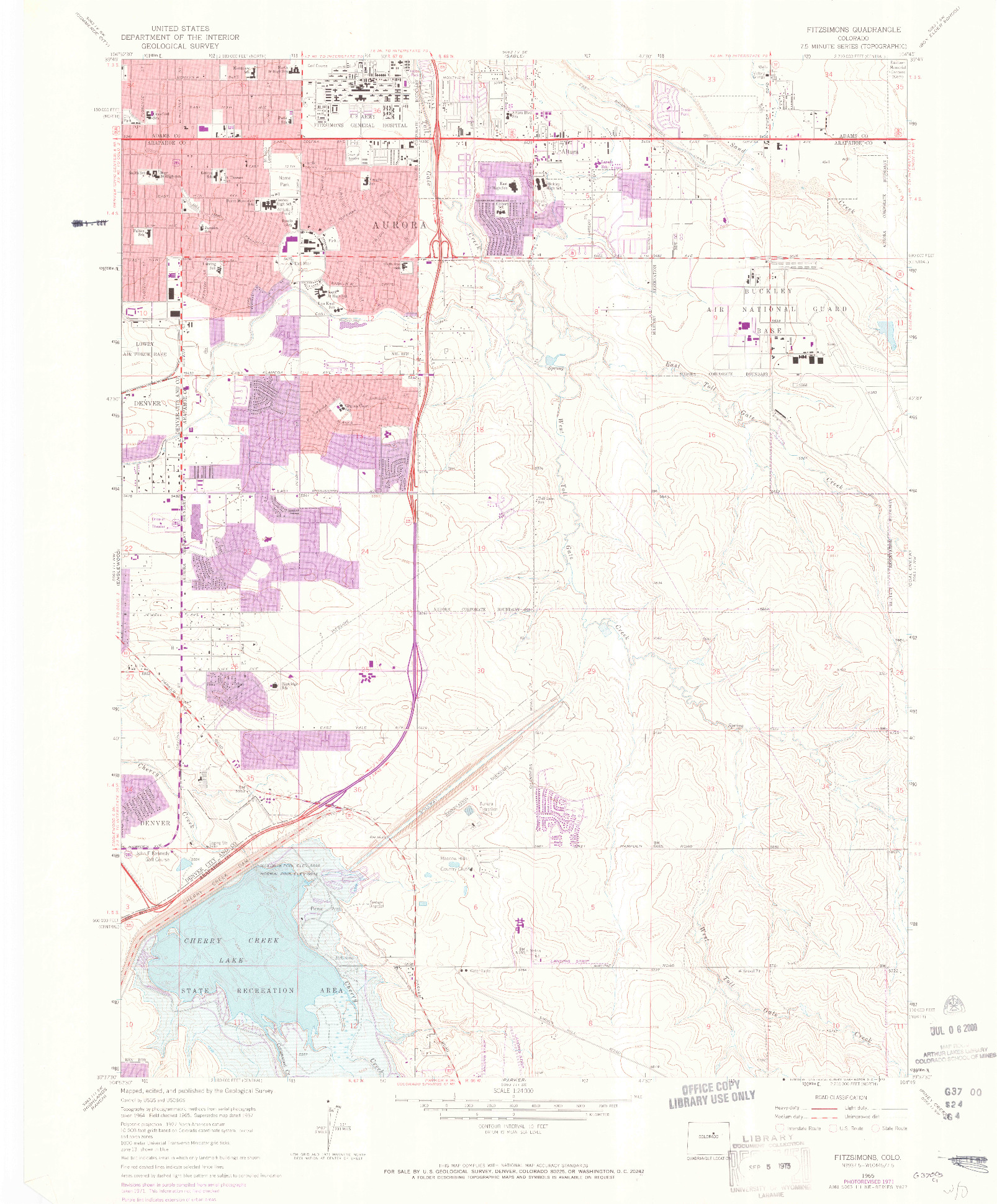 USGS 1:24000-SCALE QUADRANGLE FOR FITZSIMONS, CO 1965