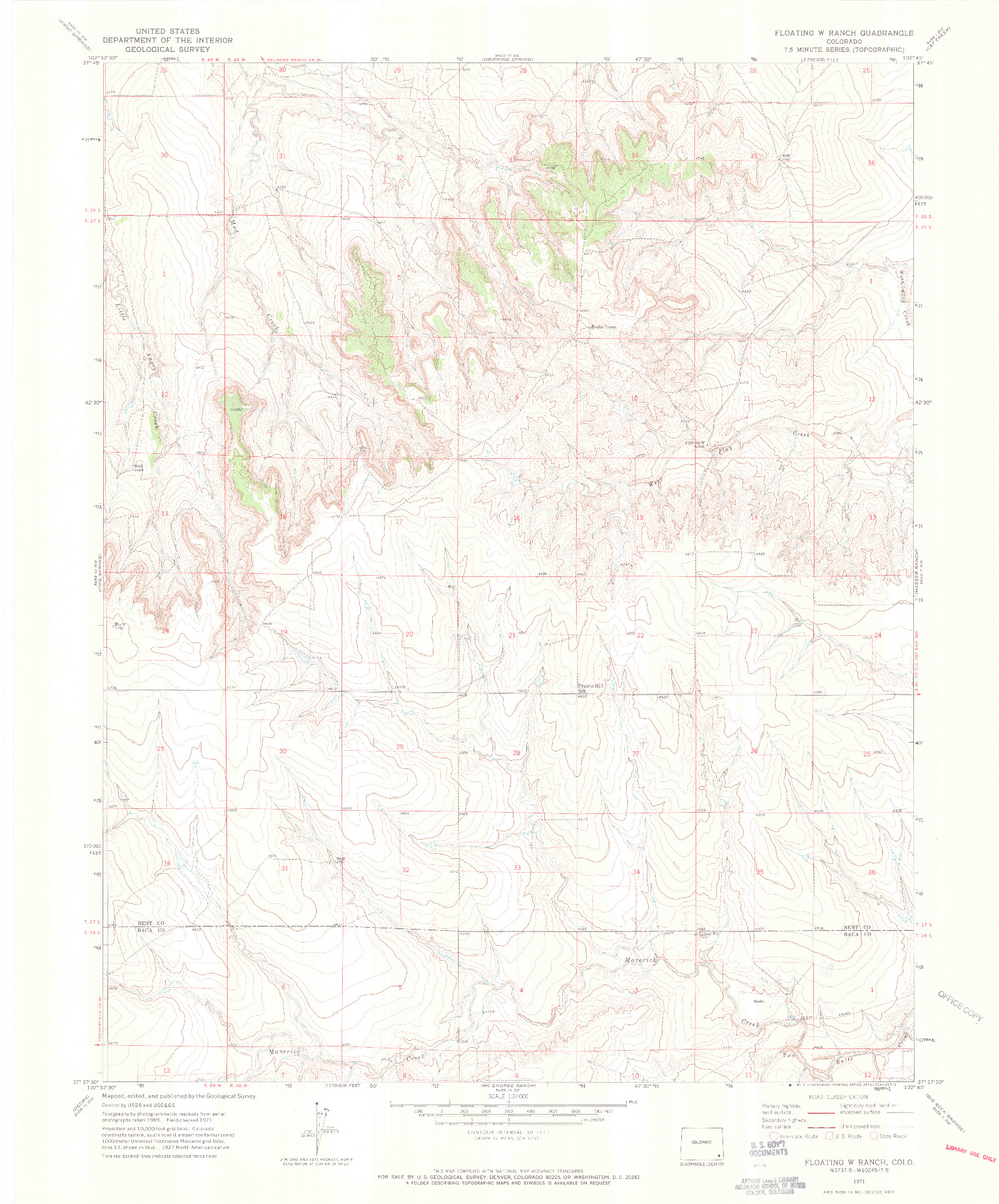 USGS 1:24000-SCALE QUADRANGLE FOR FLOATING W RANCH, CO 1971