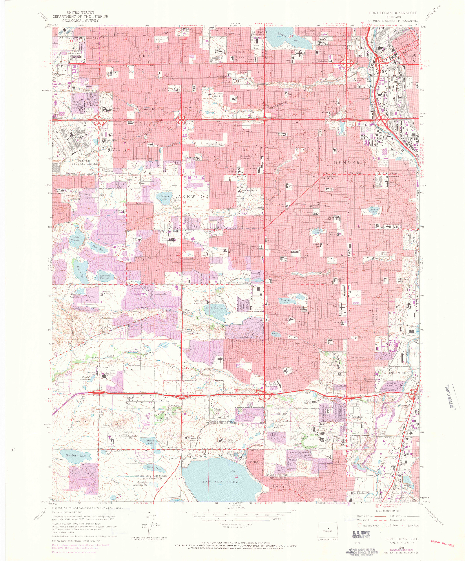 USGS 1:24000-SCALE QUADRANGLE FOR FORT LOGAN, CO 1965