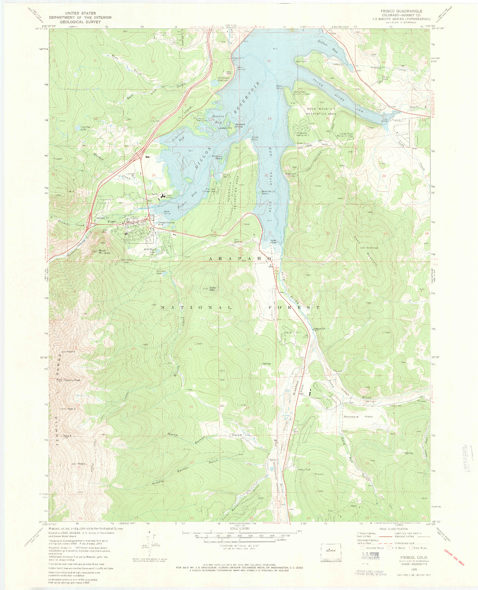 USGS 1:24000-SCALE QUADRANGLE FOR FRISCO, CO 1970