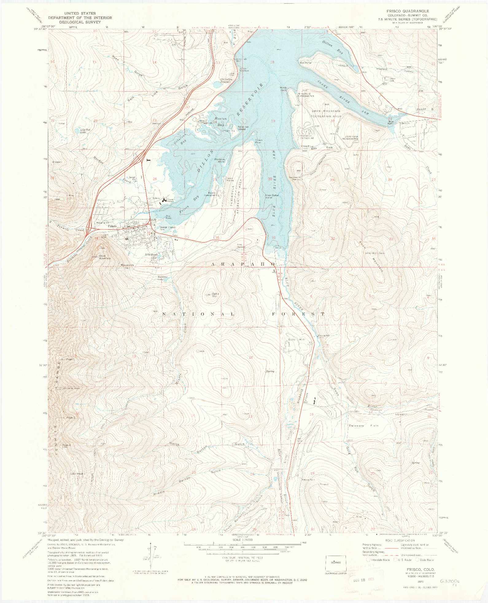 USGS 1:24000-SCALE QUADRANGLE FOR FRISCO, CO 1970