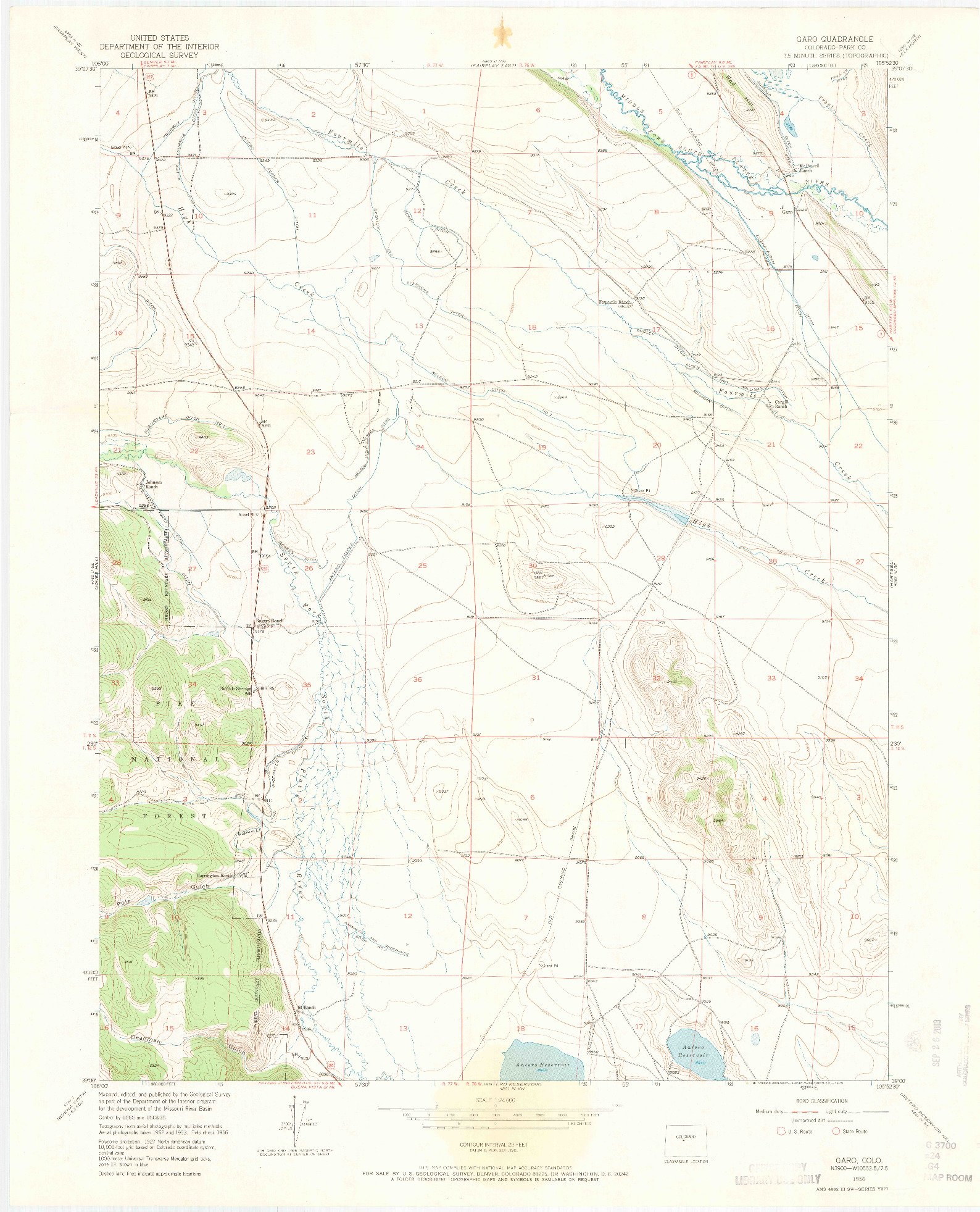 USGS 1:24000-SCALE QUADRANGLE FOR GARO, CO 1956