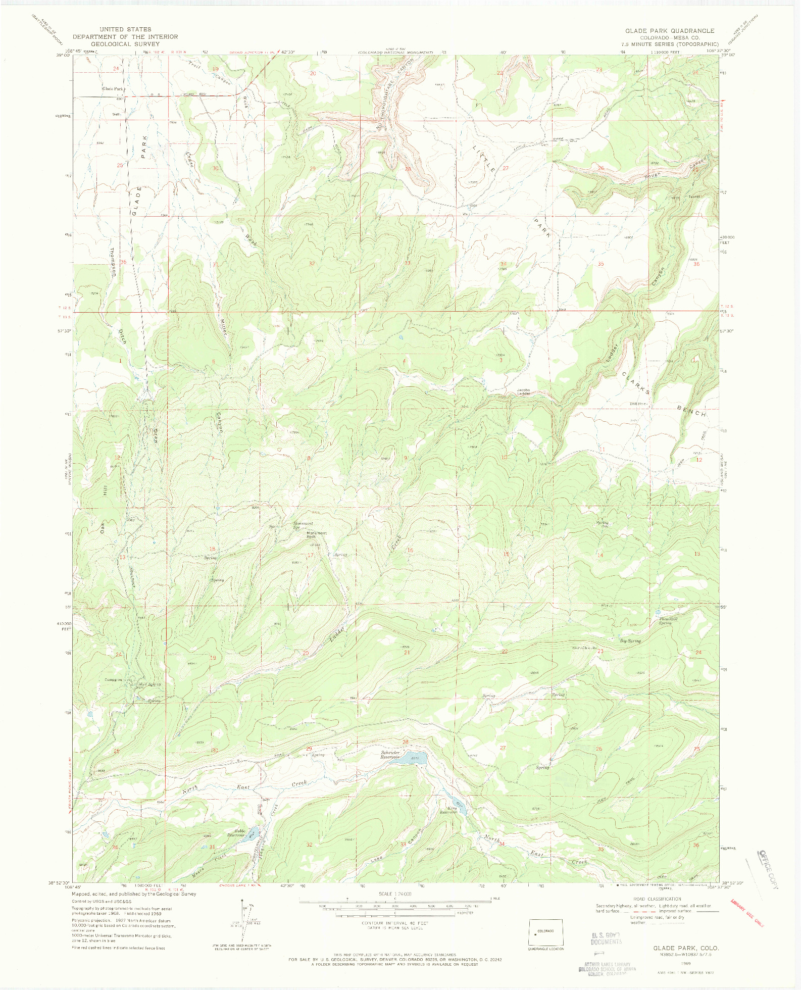 USGS 1:24000-SCALE QUADRANGLE FOR GLADE PARK, CO 1969