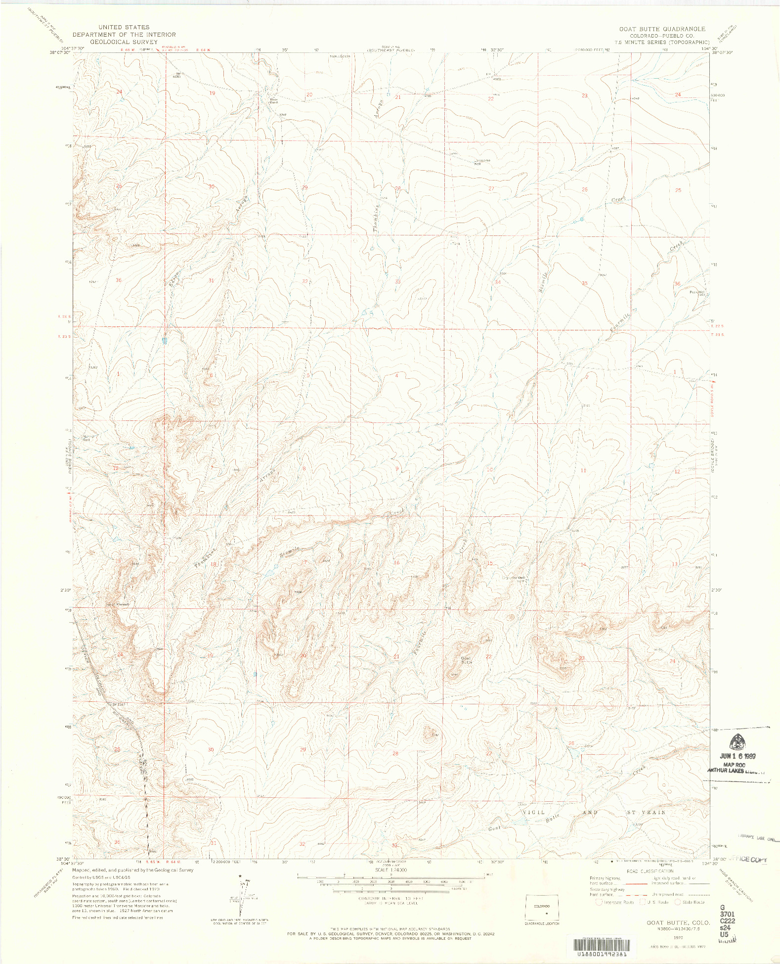 USGS 1:24000-SCALE QUADRANGLE FOR GOAT BUTTE, CO 1970