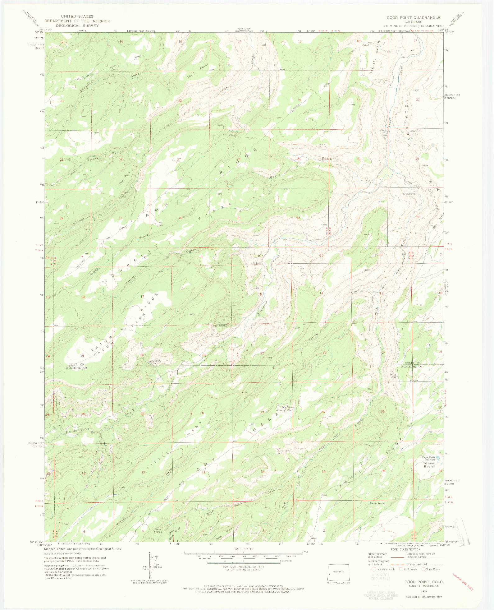 USGS 1:24000-SCALE QUADRANGLE FOR GOOD POINT, CO 1969