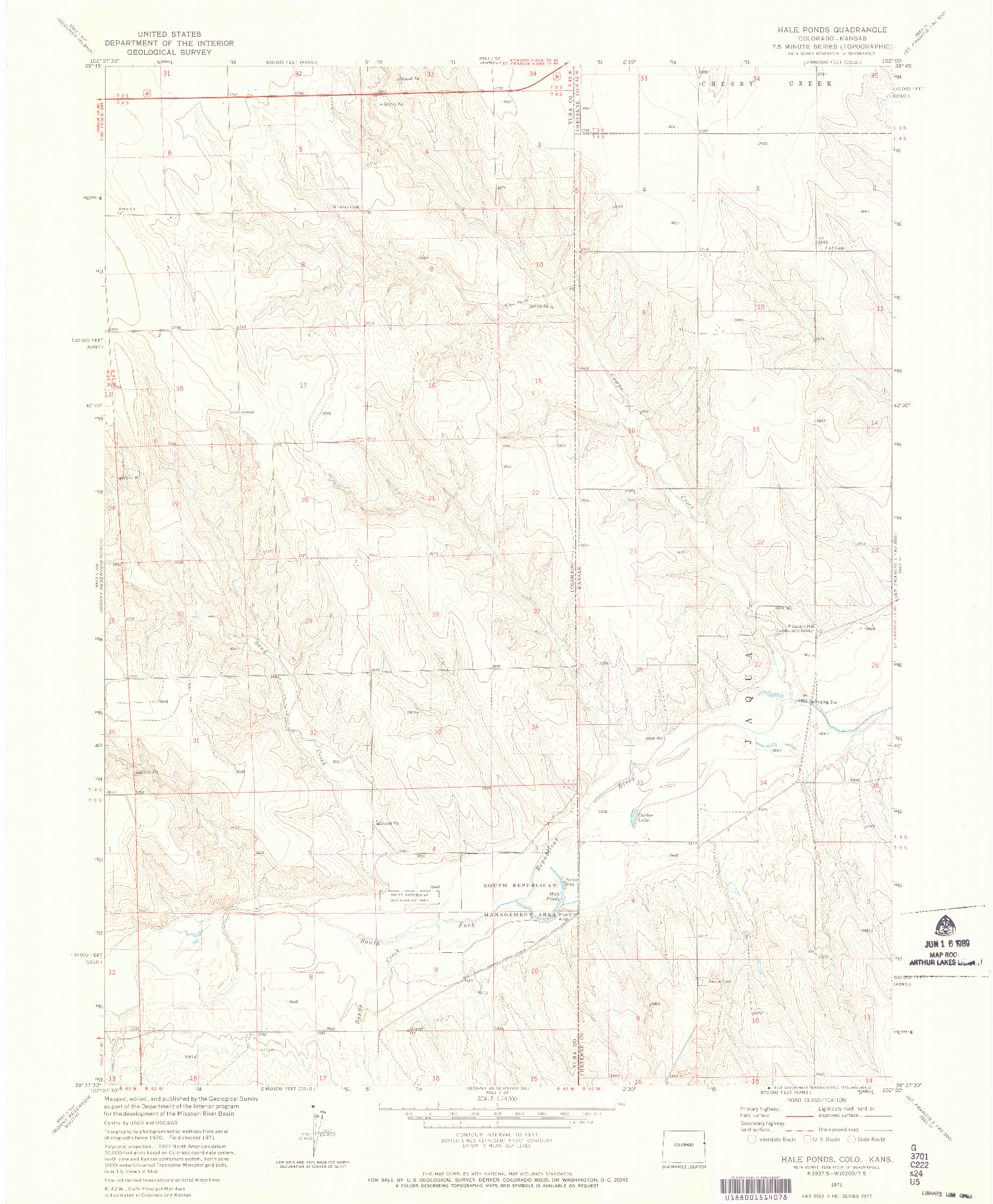 USGS 1:24000-SCALE QUADRANGLE FOR HALE PONDS, CO 1971