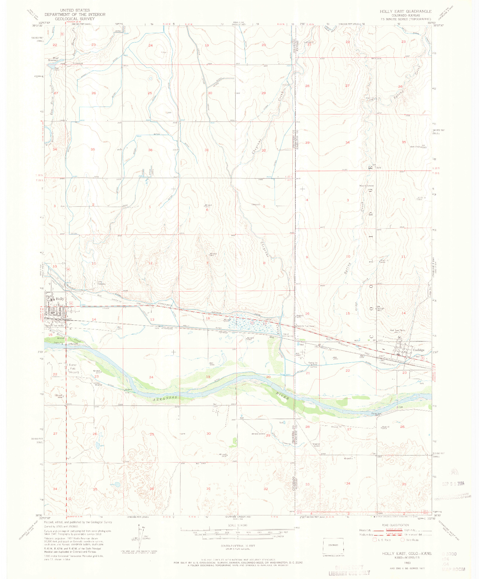 USGS 1:24000-SCALE QUADRANGLE FOR HOLLY EAST, CO 1953