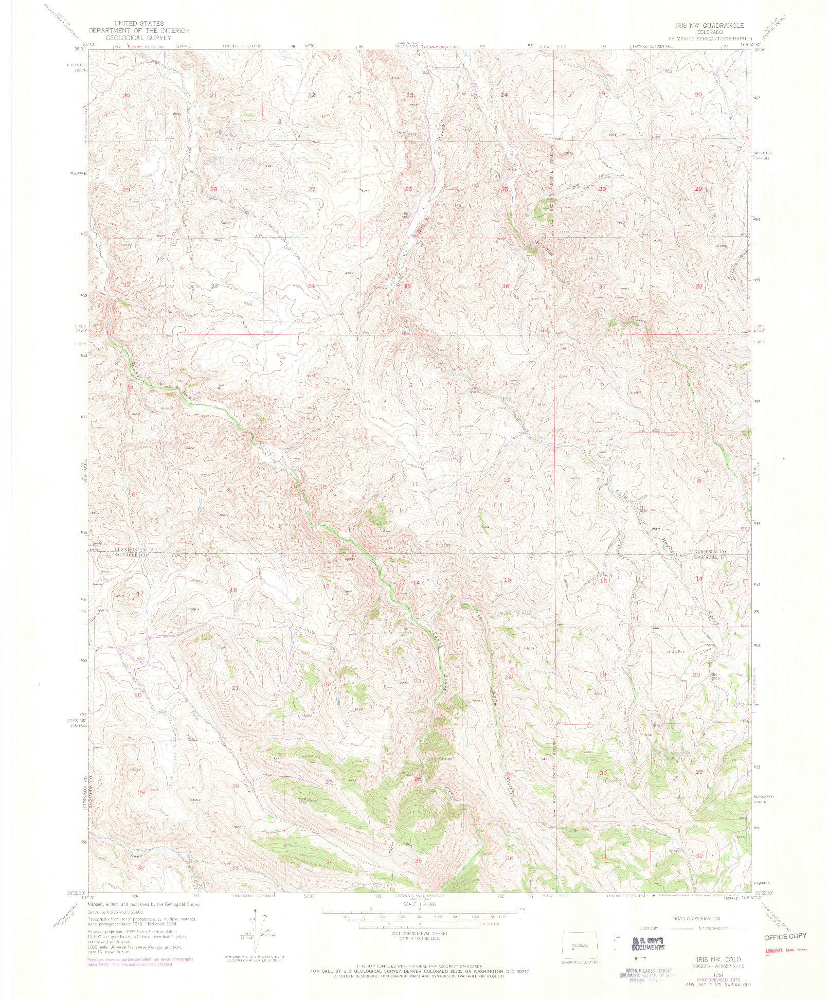 USGS 1:24000-SCALE QUADRANGLE FOR IRIS NW, CO 1954