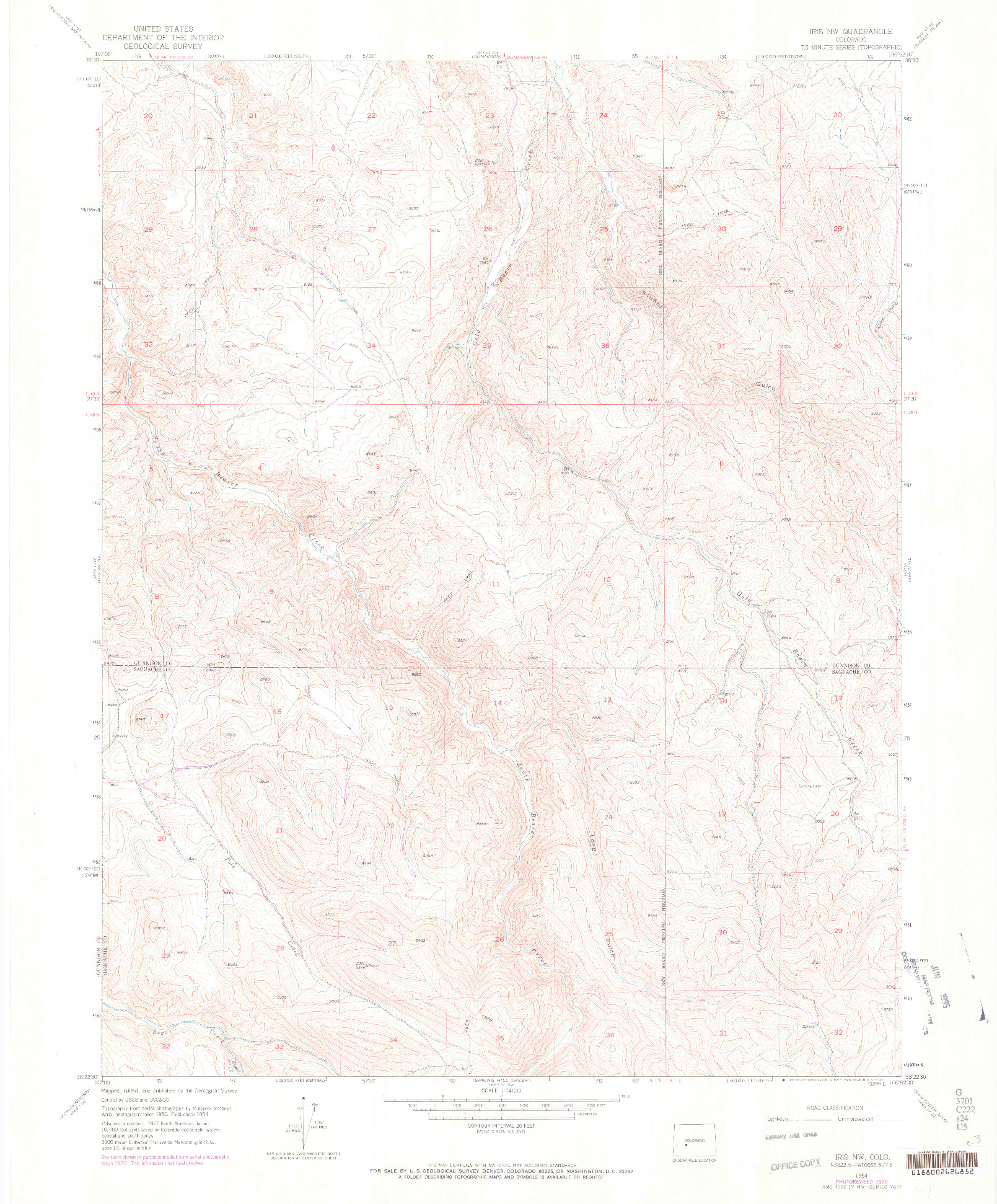 USGS 1:24000-SCALE QUADRANGLE FOR IRIS NW, CO 1954