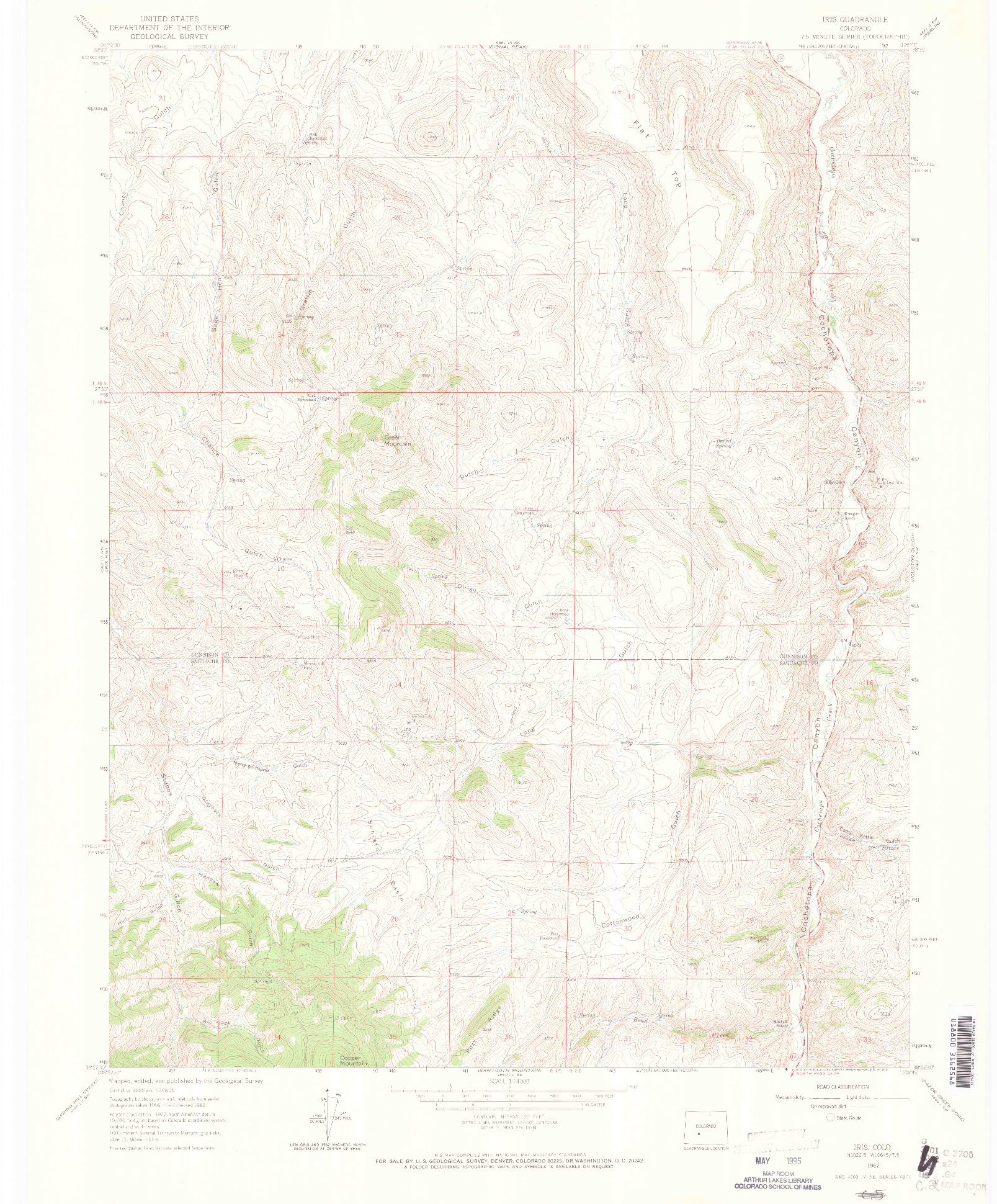 USGS 1:24000-SCALE QUADRANGLE FOR IRIS, CO 1962