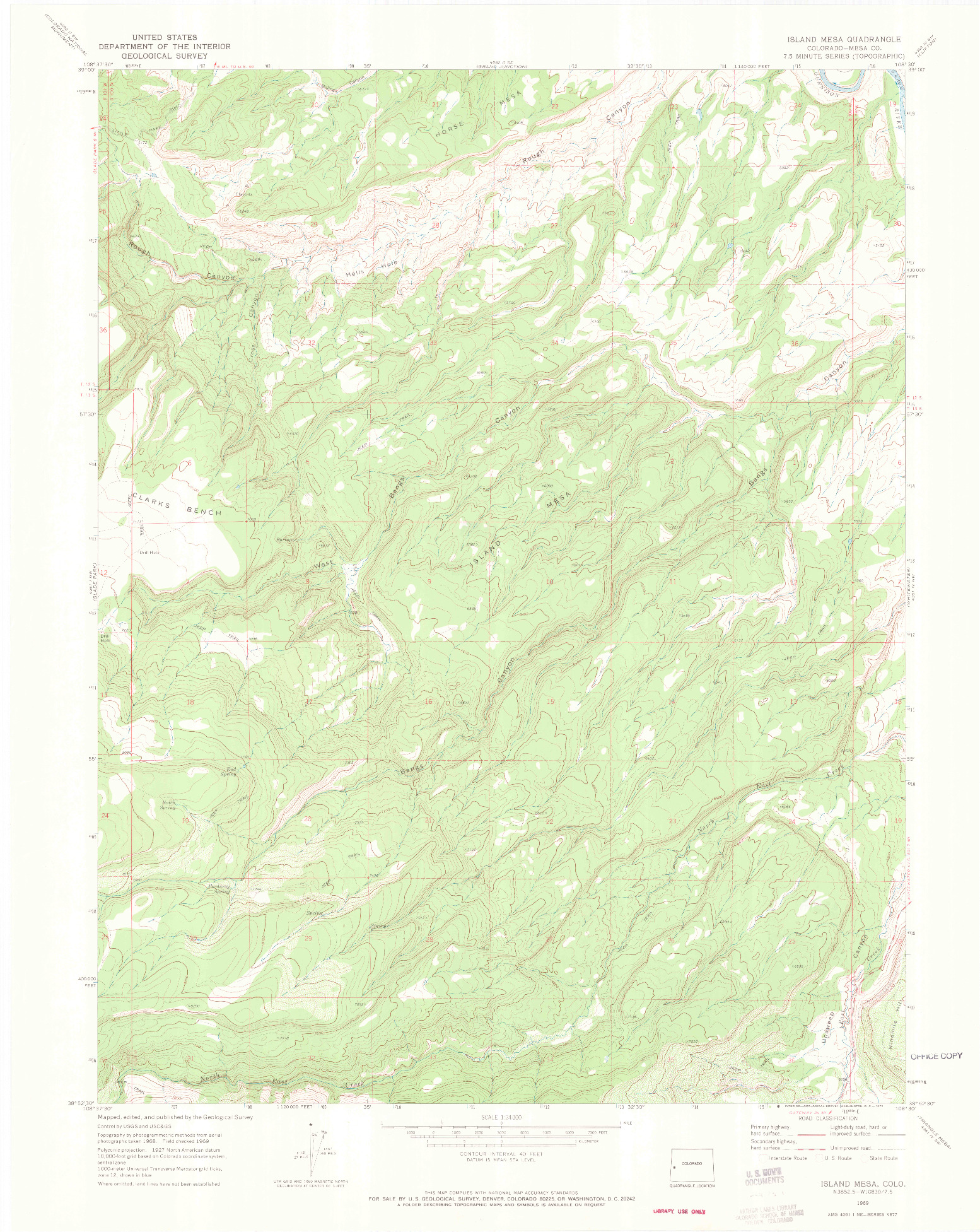 USGS 1:24000-SCALE QUADRANGLE FOR ISLAND MESA, CO 1969