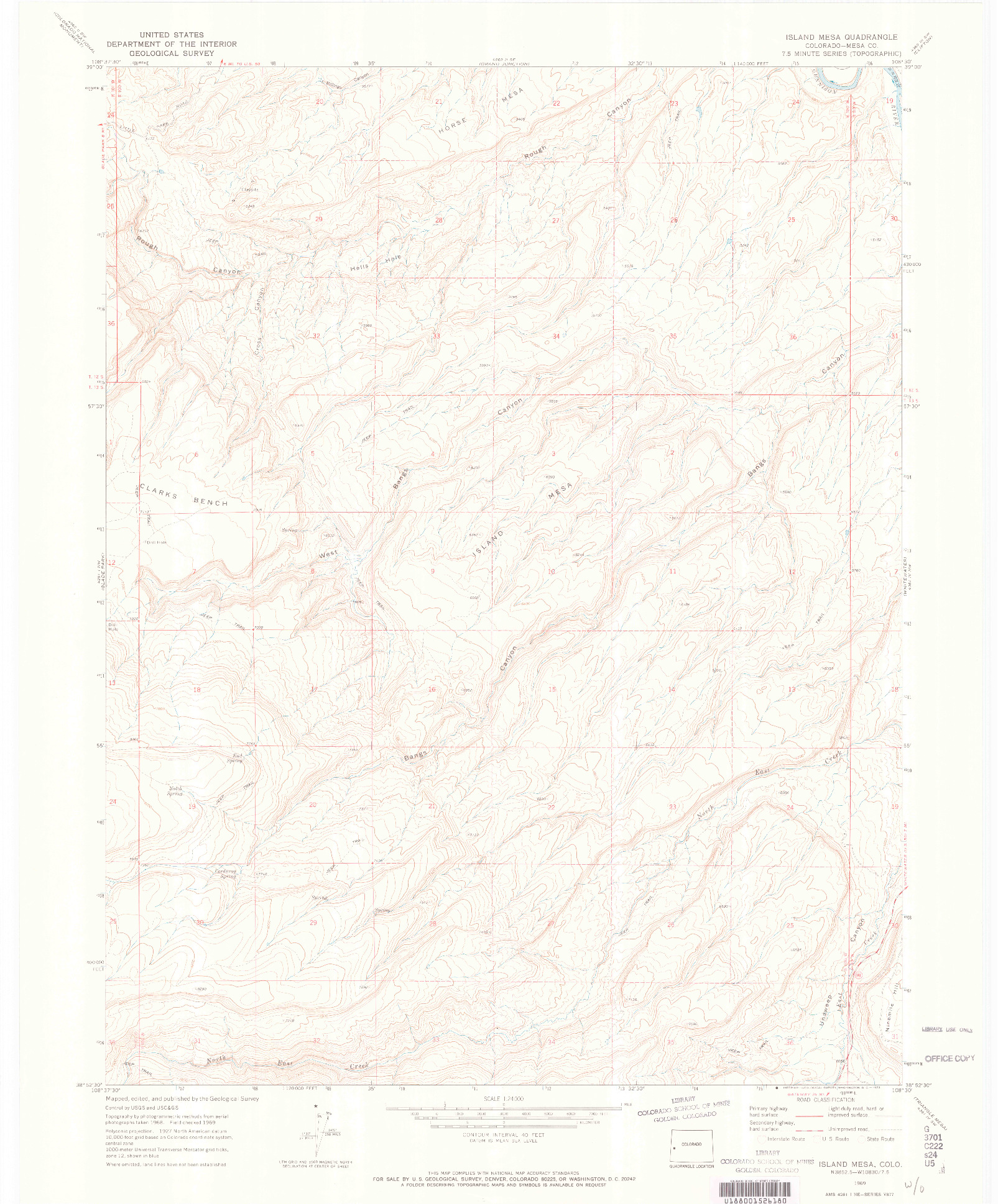 USGS 1:24000-SCALE QUADRANGLE FOR ISLAND MESA, CO 1969