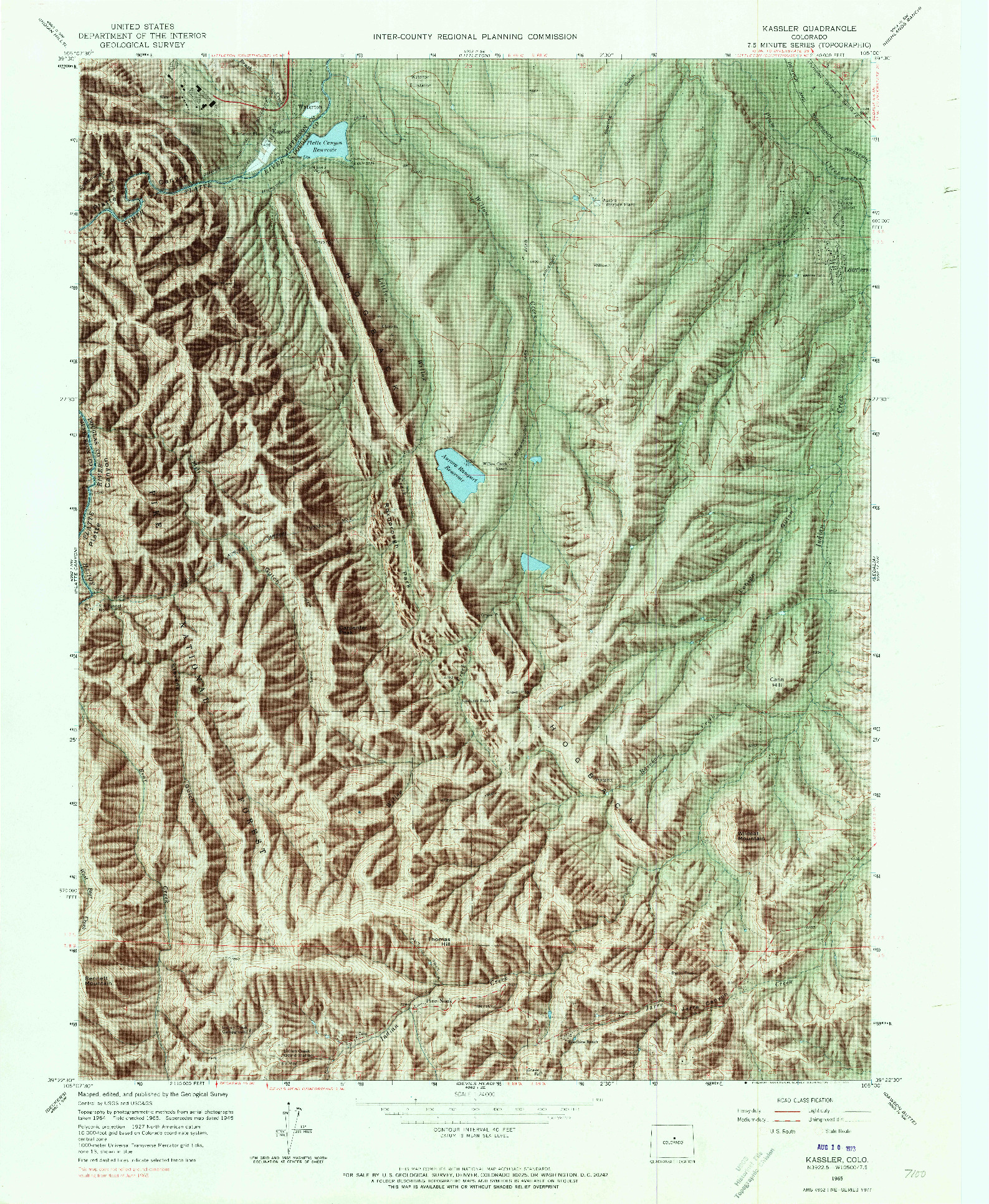 USGS 1:24000-SCALE QUADRANGLE FOR KASSLER, CO 1965