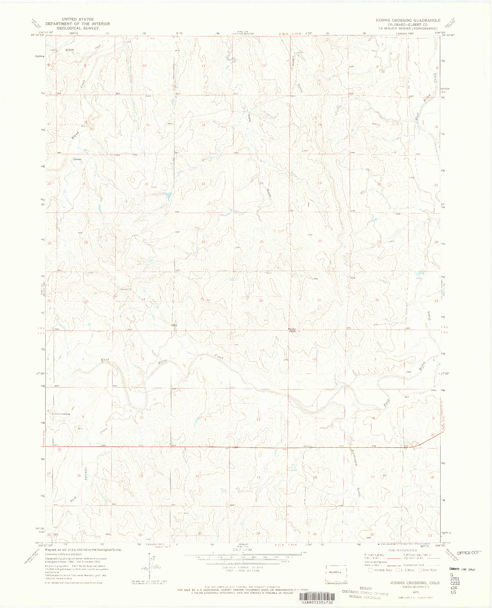 USGS 1:24000-SCALE QUADRANGLE FOR KUHNS CROSSING, CO 1970