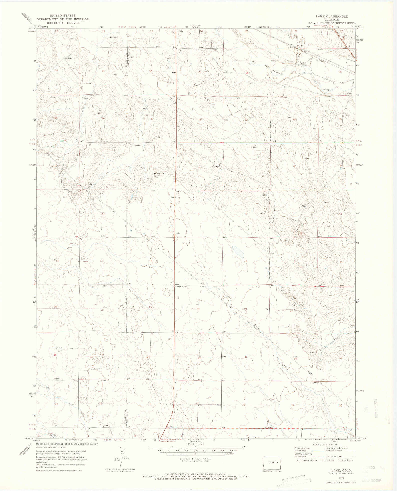 USGS 1:24000-SCALE QUADRANGLE FOR LAKE, CO 1970