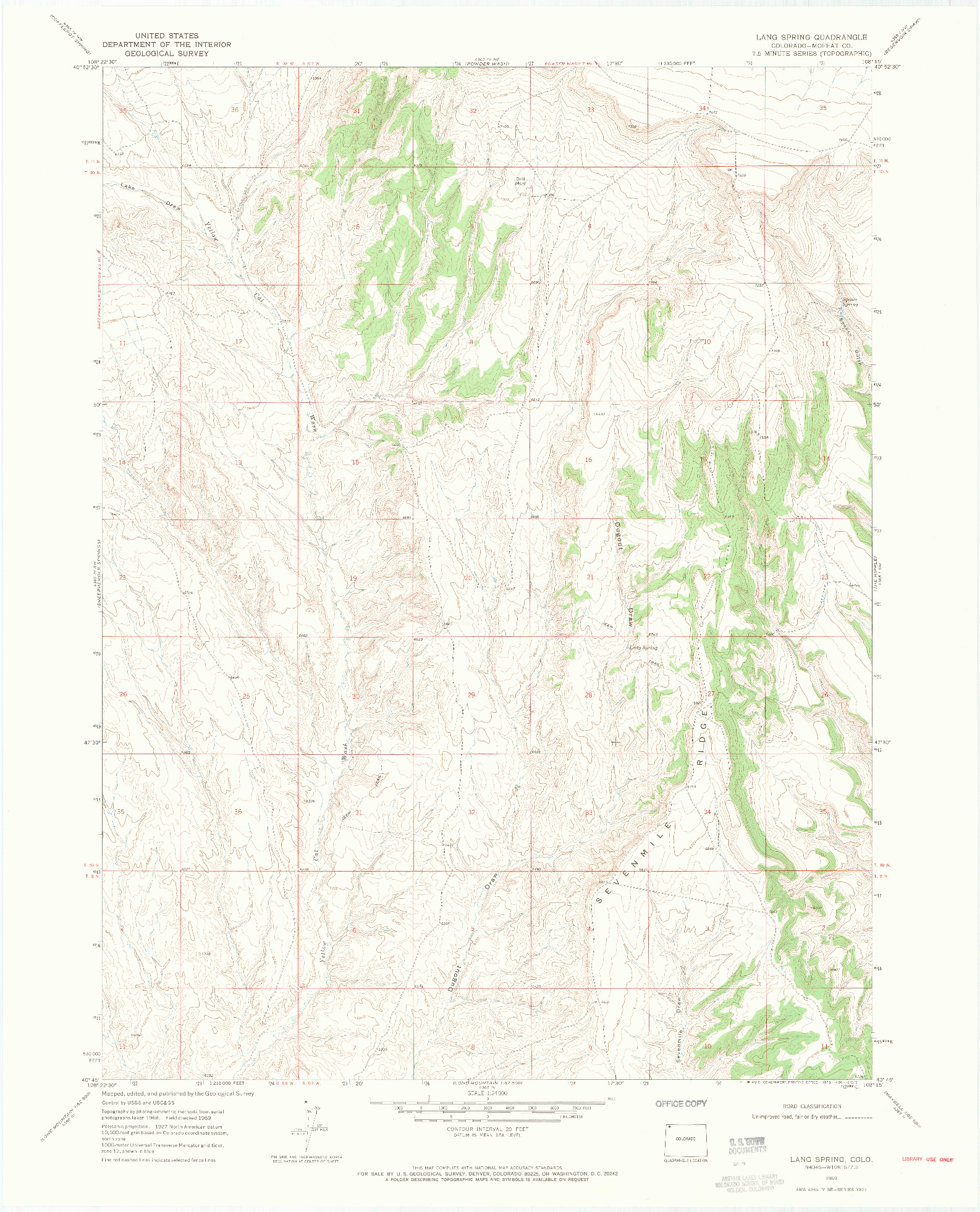 USGS 1:24000-SCALE QUADRANGLE FOR LANG SPRING, CO 1969