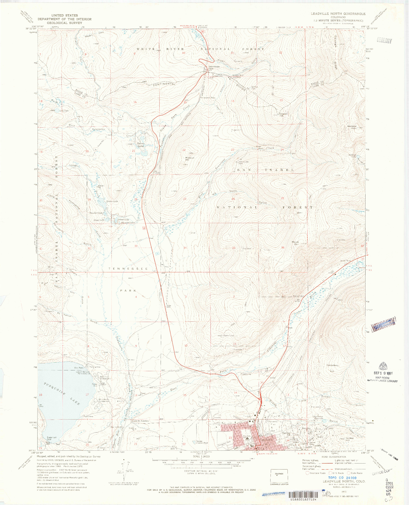 USGS 1:24000-SCALE QUADRANGLE FOR LEADVILLE NORTH, CO 1970