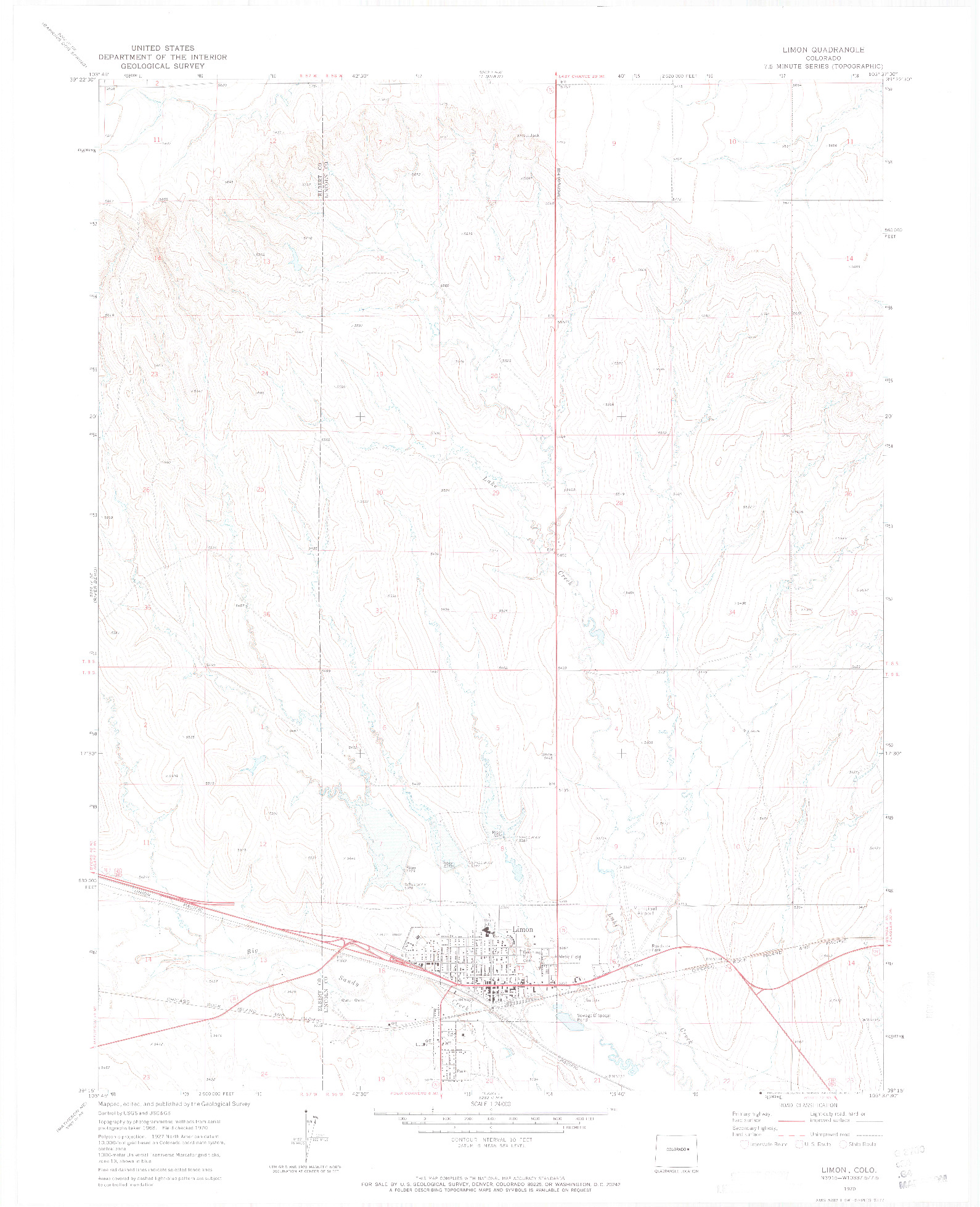 USGS 1:24000-SCALE QUADRANGLE FOR LIMON, CO 1970