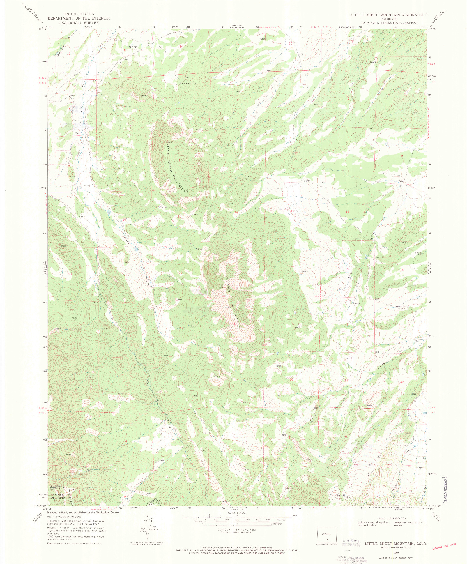 USGS 1:24000-SCALE QUADRANGLE FOR LITTLE SHEEP MOUNTAIN, CO 1969