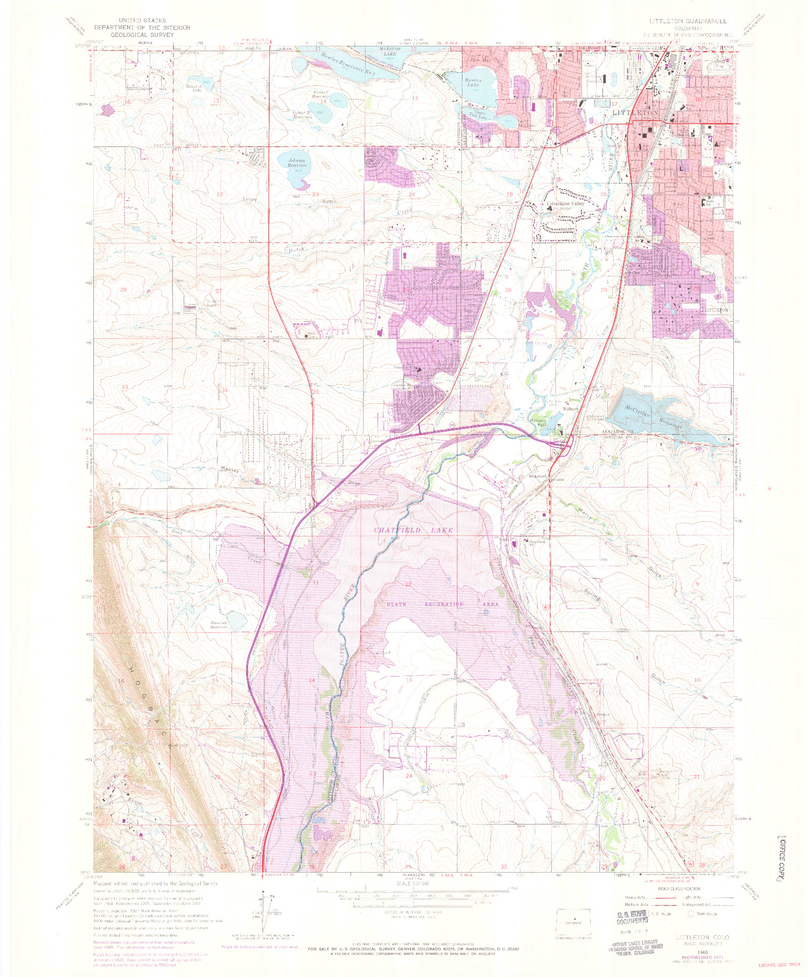 USGS 1:24000-SCALE QUADRANGLE FOR LITTLETON, CO 1965