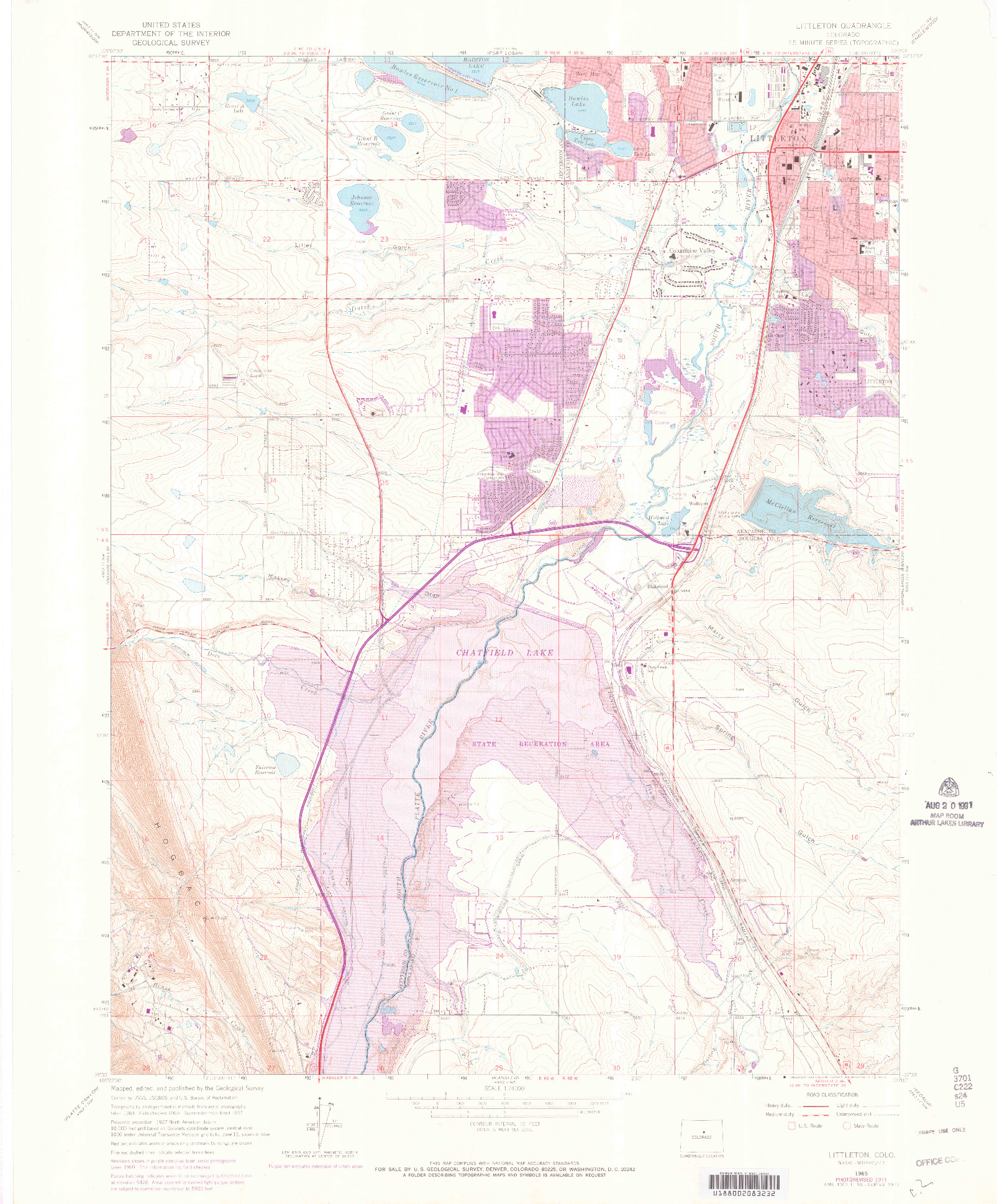 USGS 1:24000-SCALE QUADRANGLE FOR LITTLETON, CO 1965