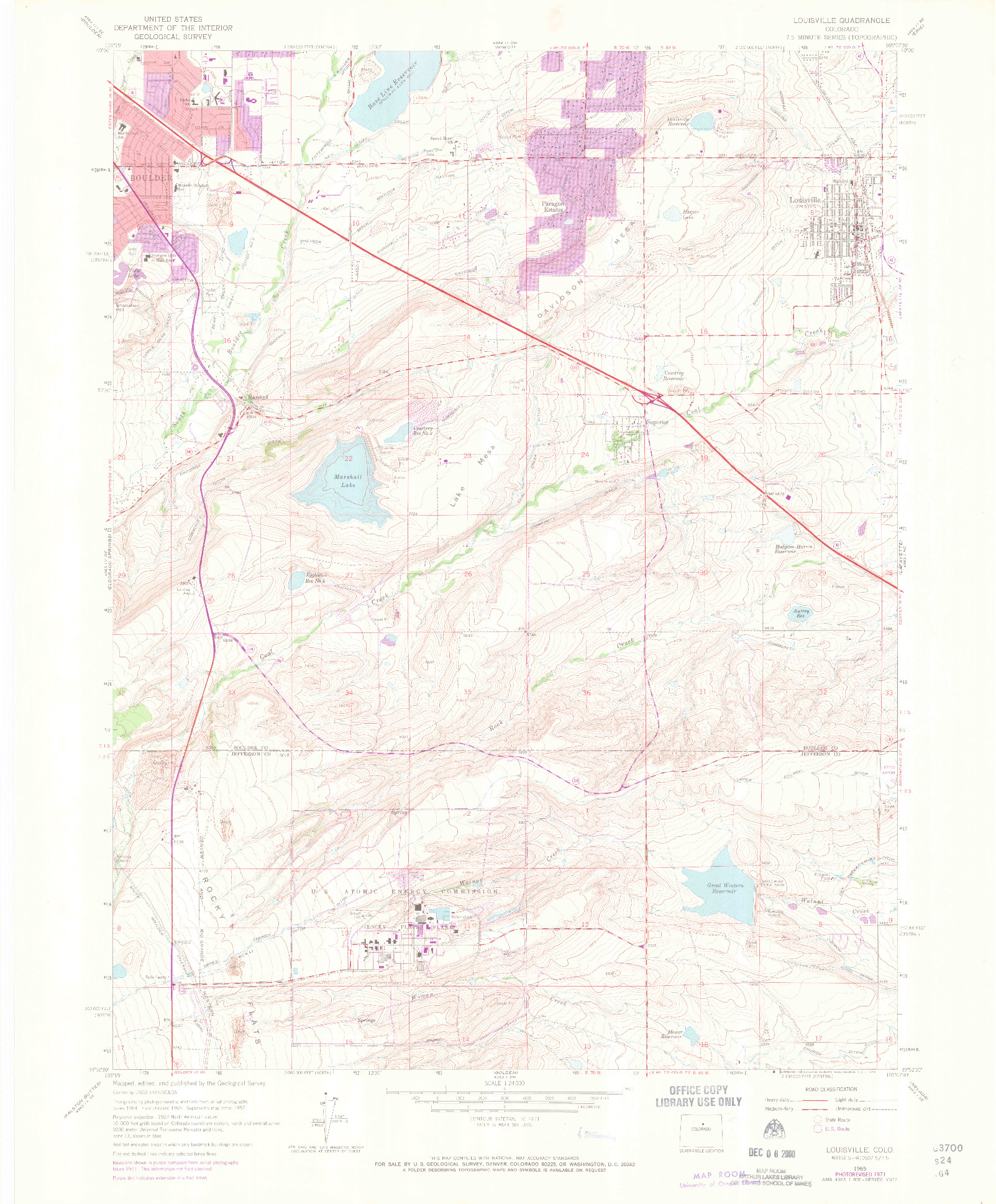 USGS 1:24000-SCALE QUADRANGLE FOR LOUISVILLE, CO 1965