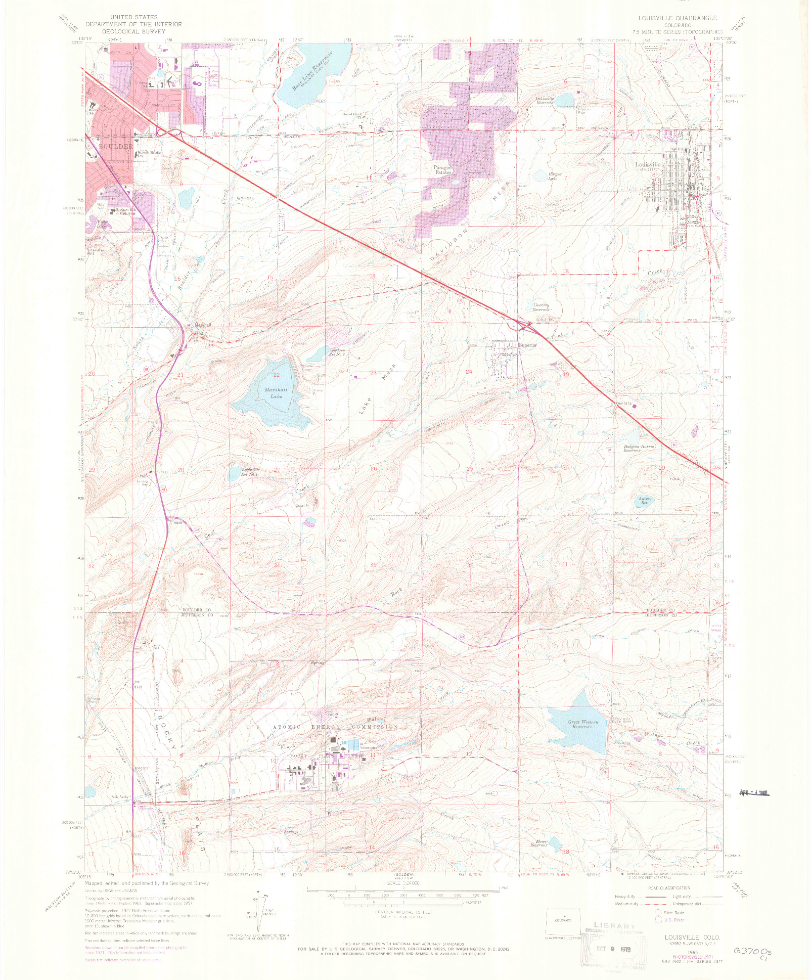 USGS 1:24000-SCALE QUADRANGLE FOR LOUISVILLE, CO 1965