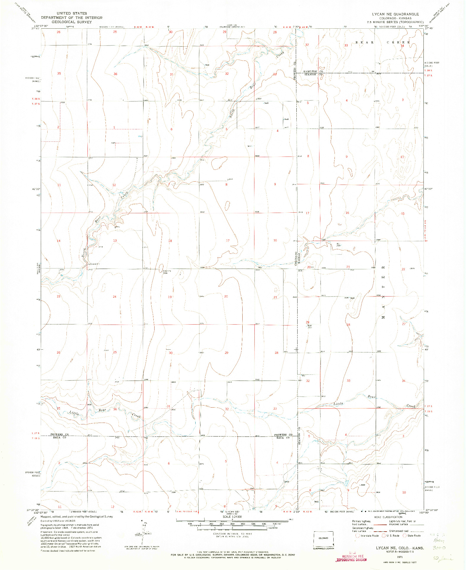 USGS 1:24000-SCALE QUADRANGLE FOR LYCAN NE, CO 1971