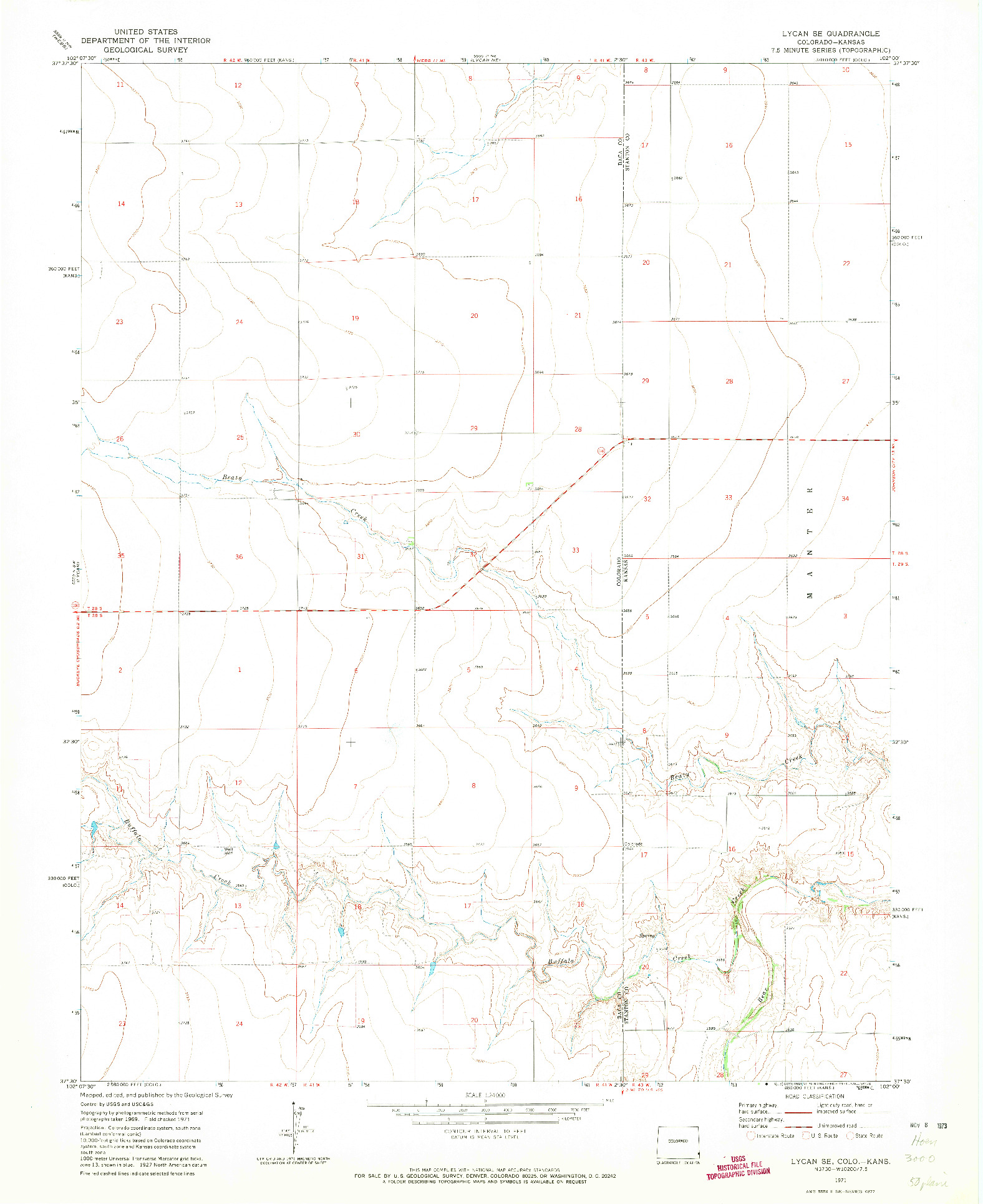USGS 1:24000-SCALE QUADRANGLE FOR LYCAN SE, CO 1971