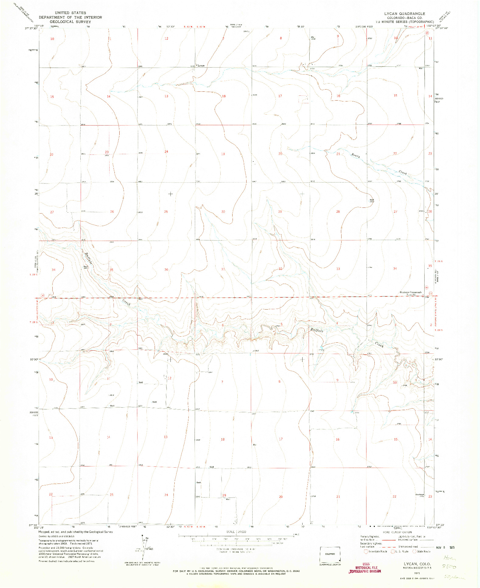 USGS 1:24000-SCALE QUADRANGLE FOR LYCAN, CO 1971