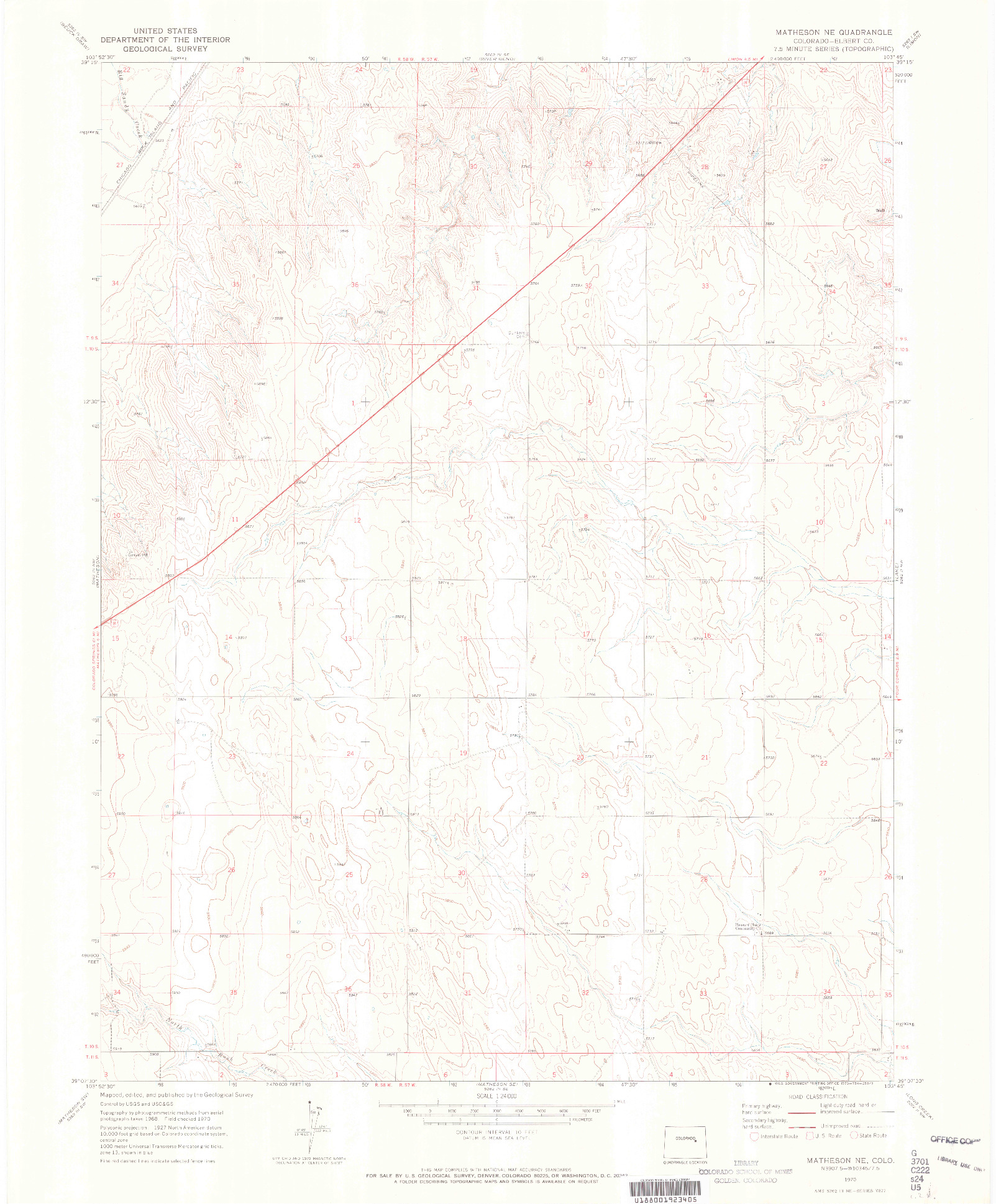USGS 1:24000-SCALE QUADRANGLE FOR MATHESON NE, CO 1970