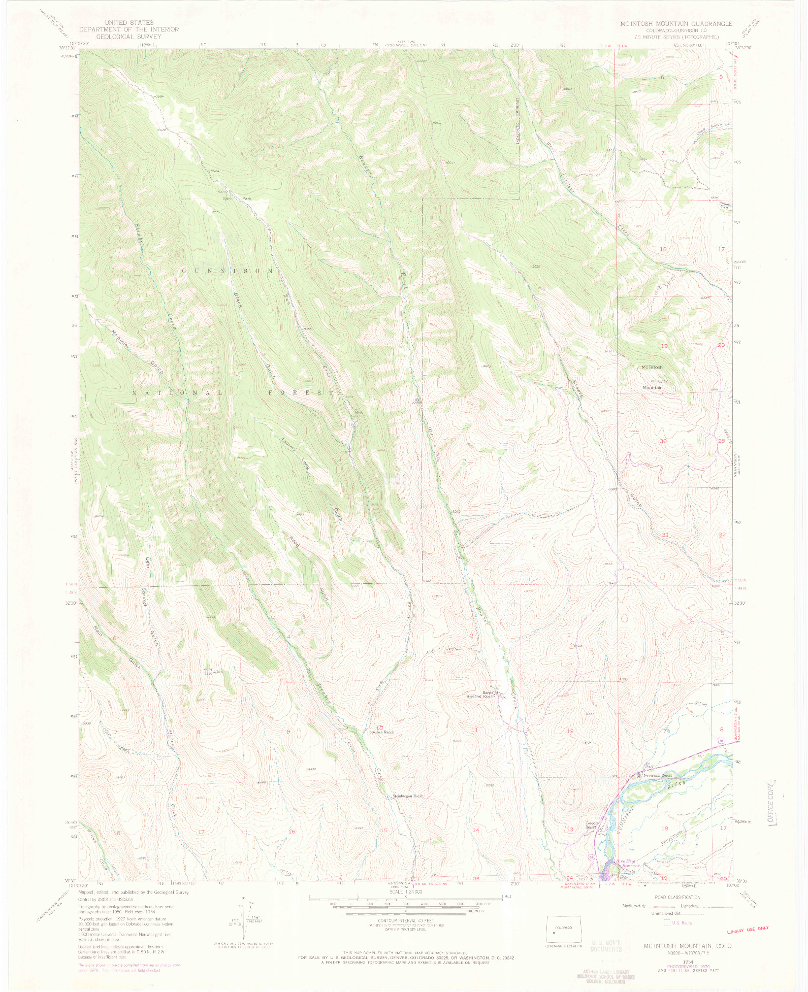 USGS 1:24000-SCALE QUADRANGLE FOR MC INTOSH MOUNTAIN, CO 1954