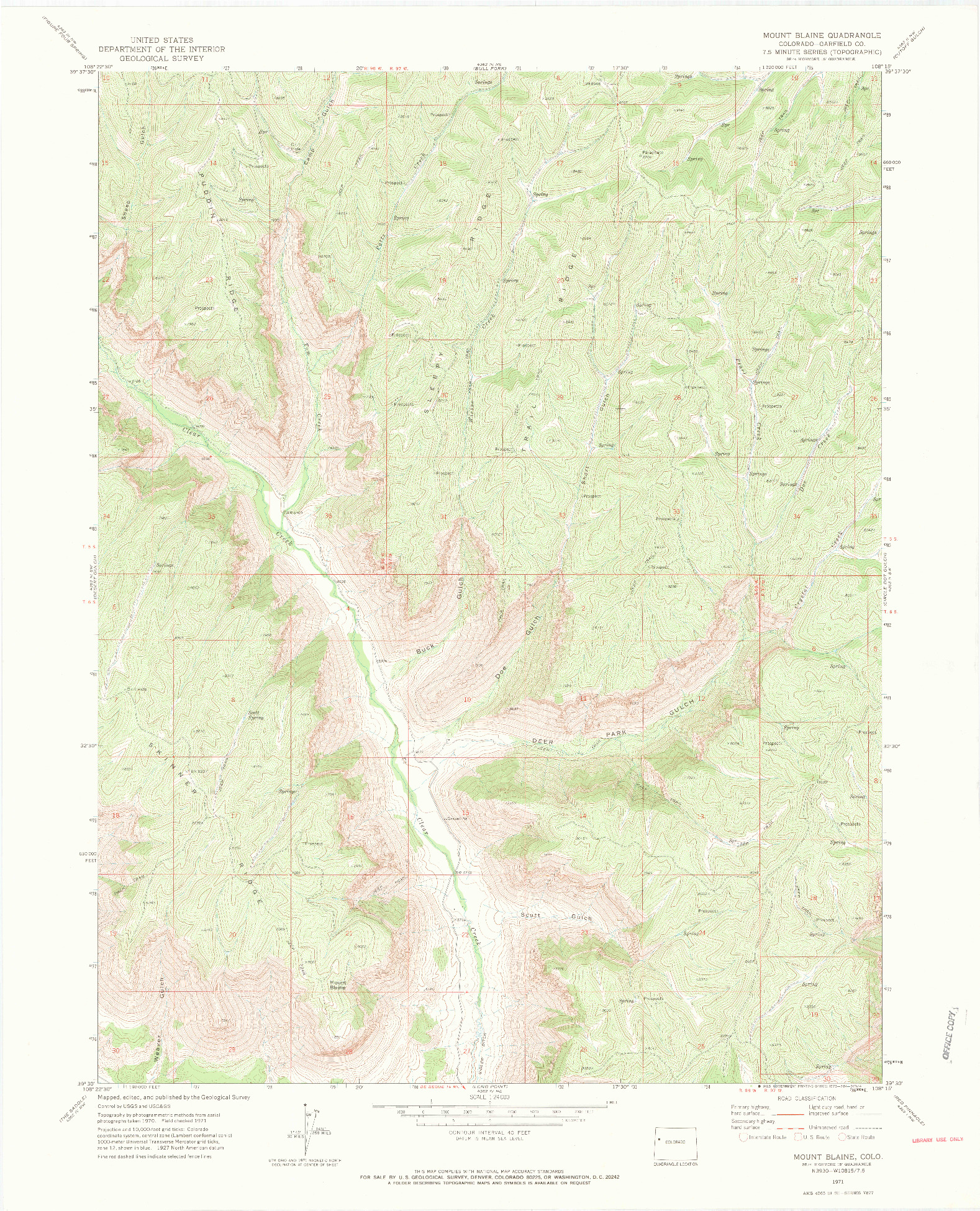 USGS 1:24000-SCALE QUADRANGLE FOR MOUNT BLAINE, CO 1971