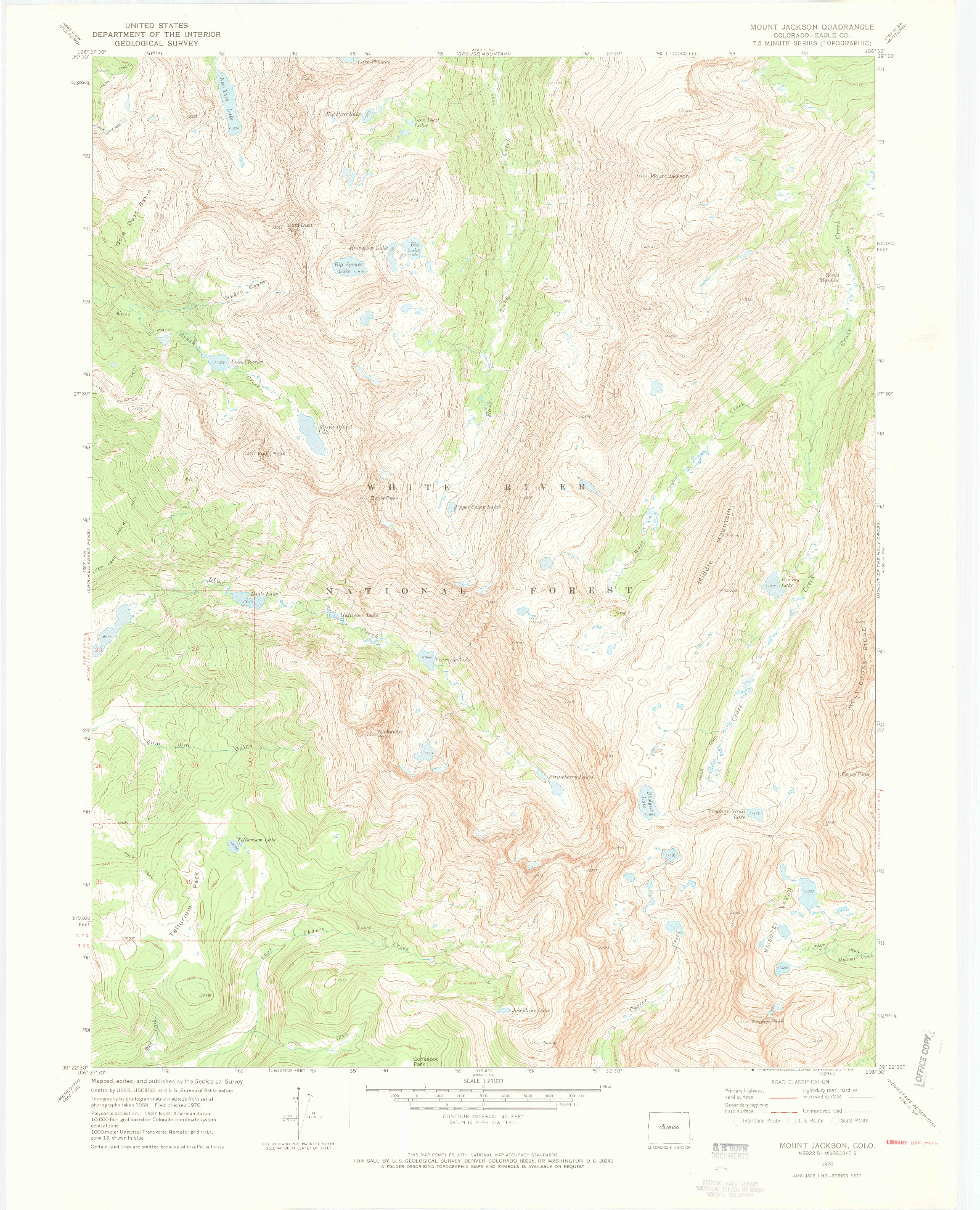 USGS 1:24000-SCALE QUADRANGLE FOR MOUNT JACKSON, CO 1970