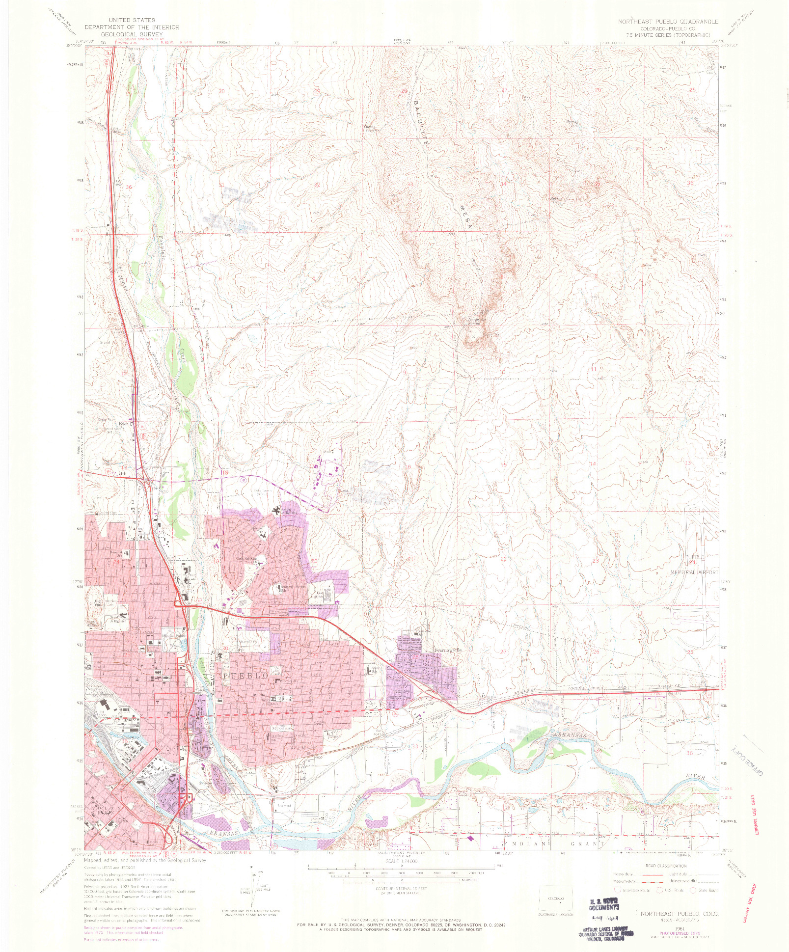 USGS 1:24000-SCALE QUADRANGLE FOR NORTHEAST PUEBLO, CO 1961