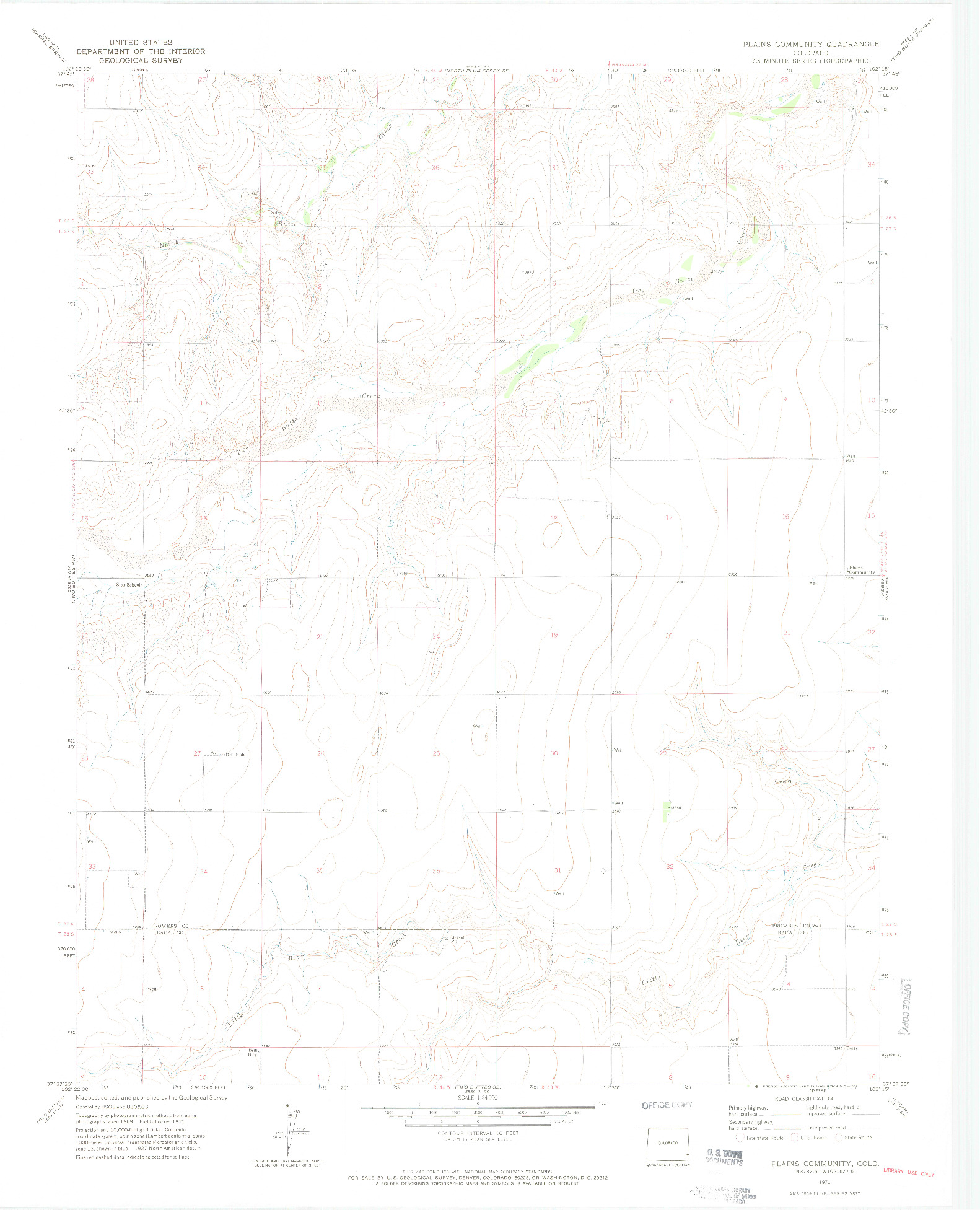 USGS 1:24000-SCALE QUADRANGLE FOR PLAINS COMMUNITY, CO 1971