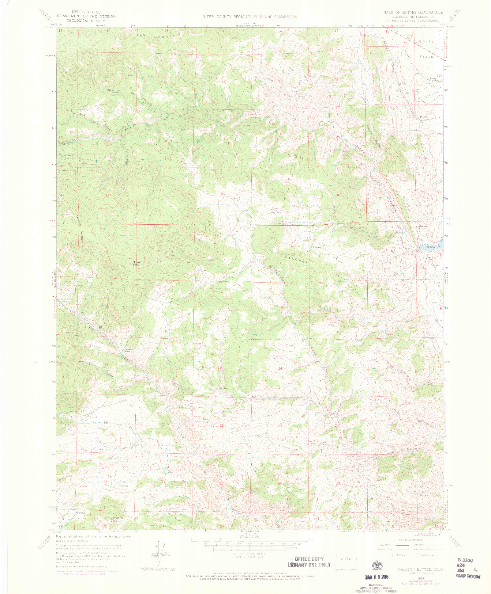 USGS 1:24000-SCALE QUADRANGLE FOR RALSTON BUTTES, CO 1965