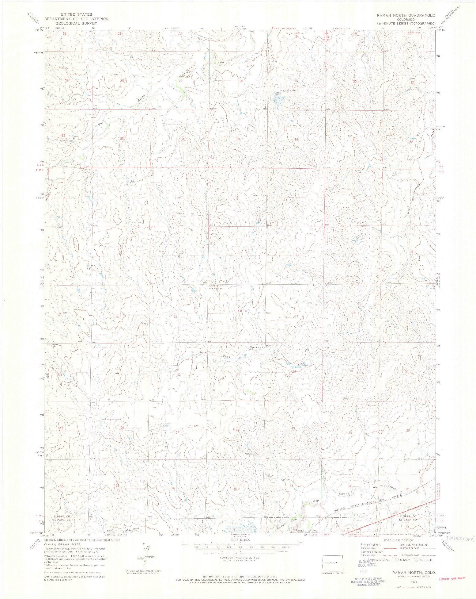 USGS 1:24000-SCALE QUADRANGLE FOR RAMAH NORTH, CO 1970