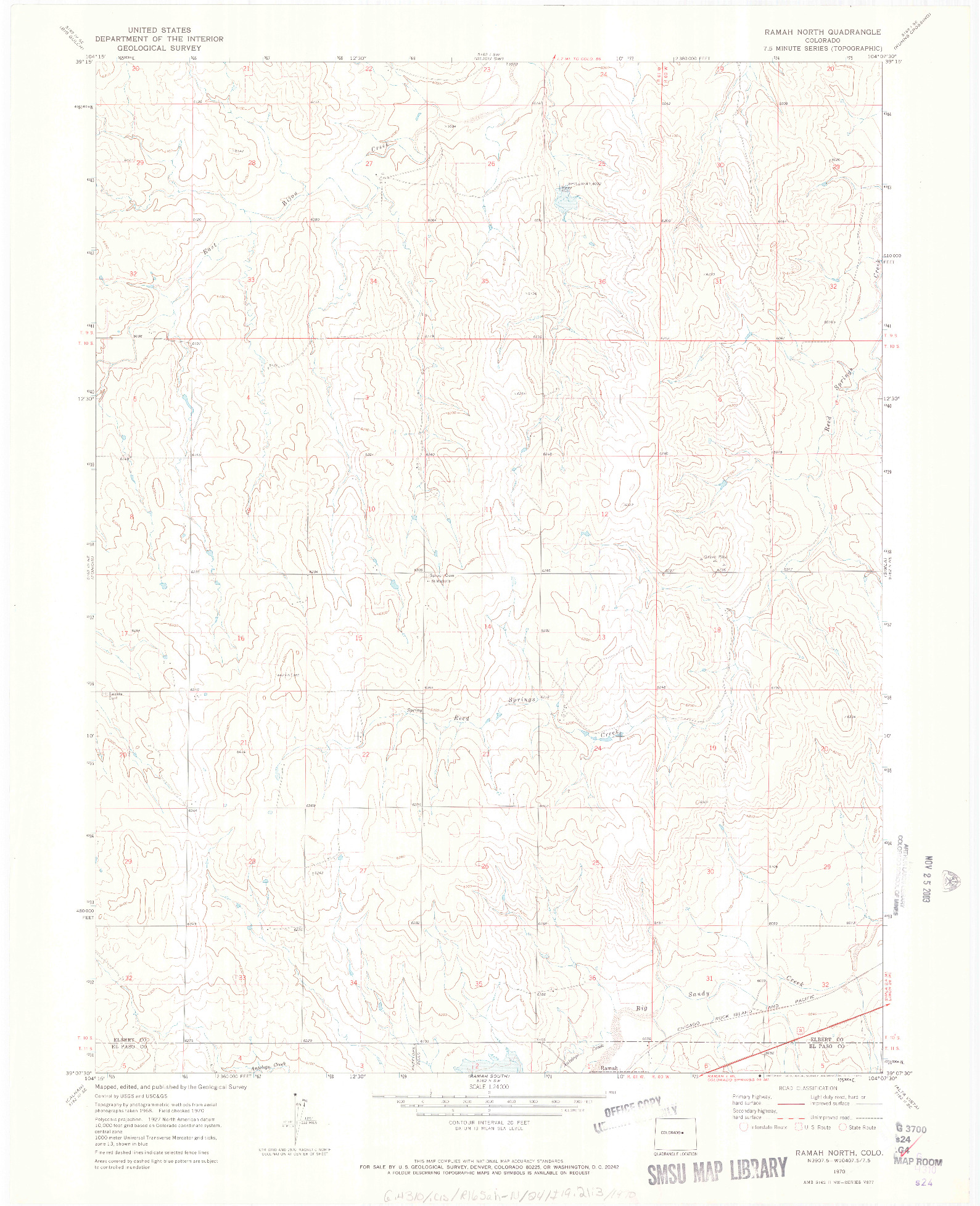 USGS 1:24000-SCALE QUADRANGLE FOR RAMAH NORTH, CO 1970