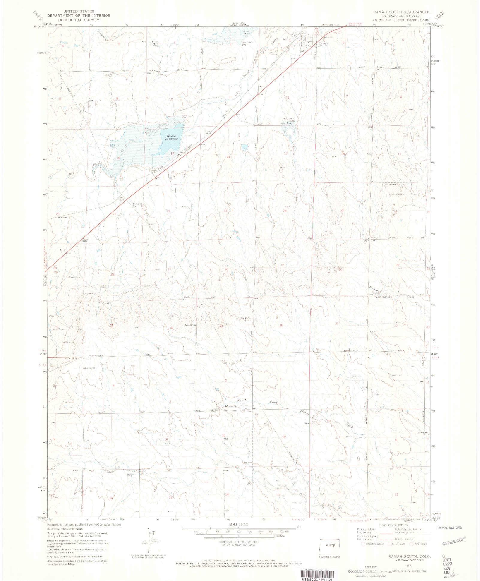 USGS 1:24000-SCALE QUADRANGLE FOR RAMAH SOUTH, CO 1970
