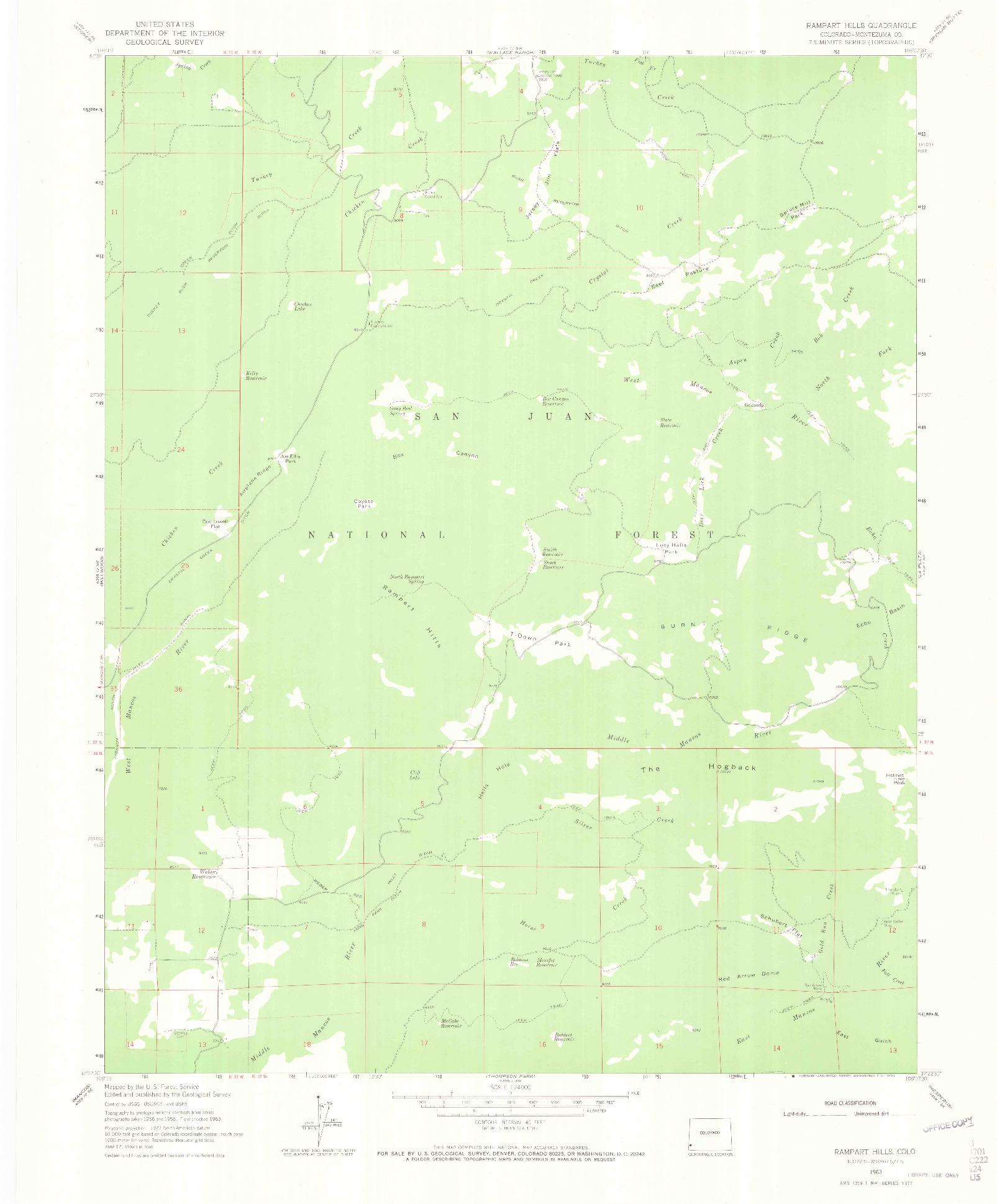 USGS 1:24000-SCALE QUADRANGLE FOR RAMPART HILLS, CO 1963