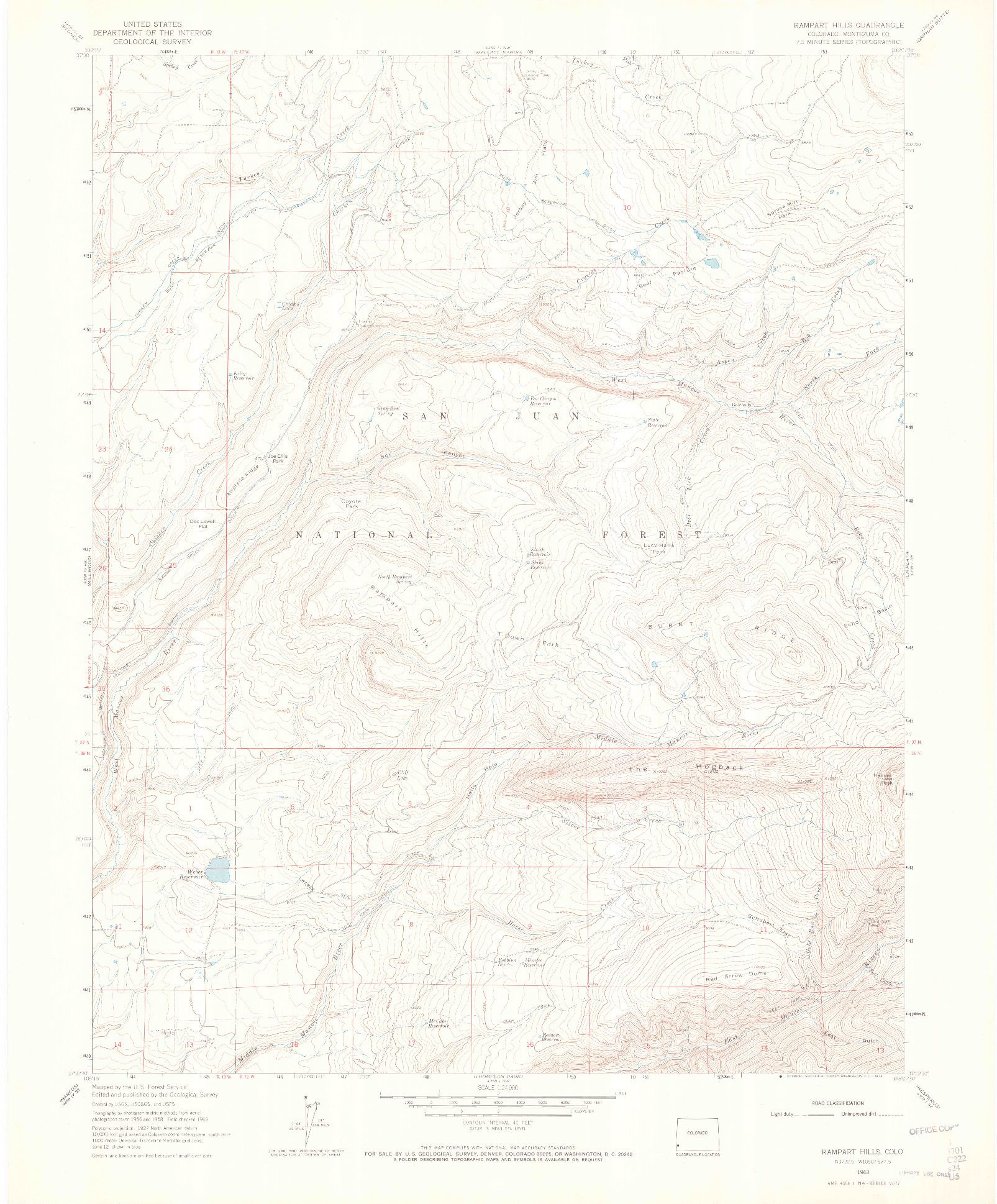 USGS 1:24000-SCALE QUADRANGLE FOR RAMPART HILLS, CO 1963