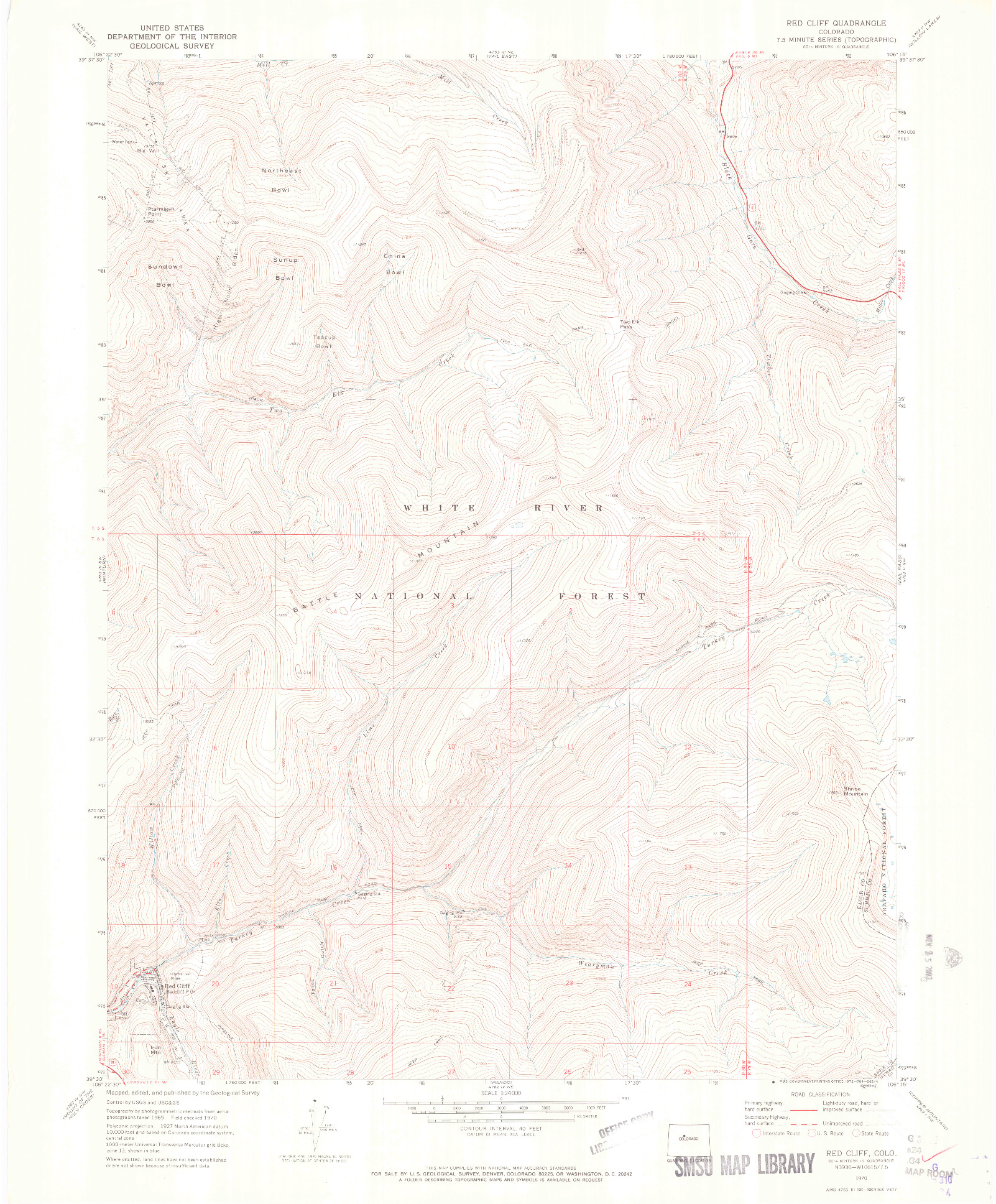 USGS 1:24000-SCALE QUADRANGLE FOR RED CLIFF, CO 1970