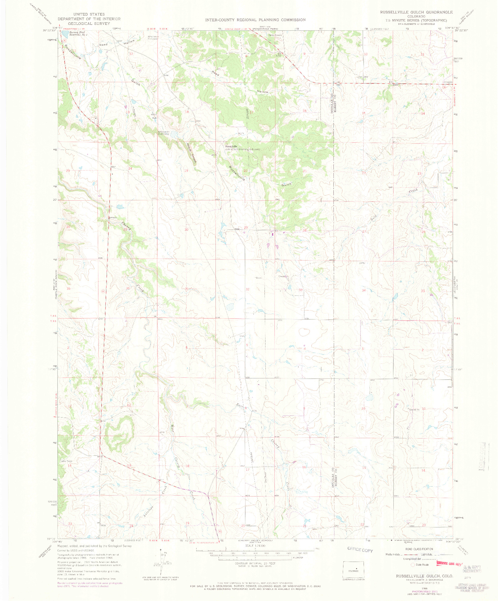 USGS 1:24000-SCALE QUADRANGLE FOR RUSSELLVILLE GULCH, CO 1966