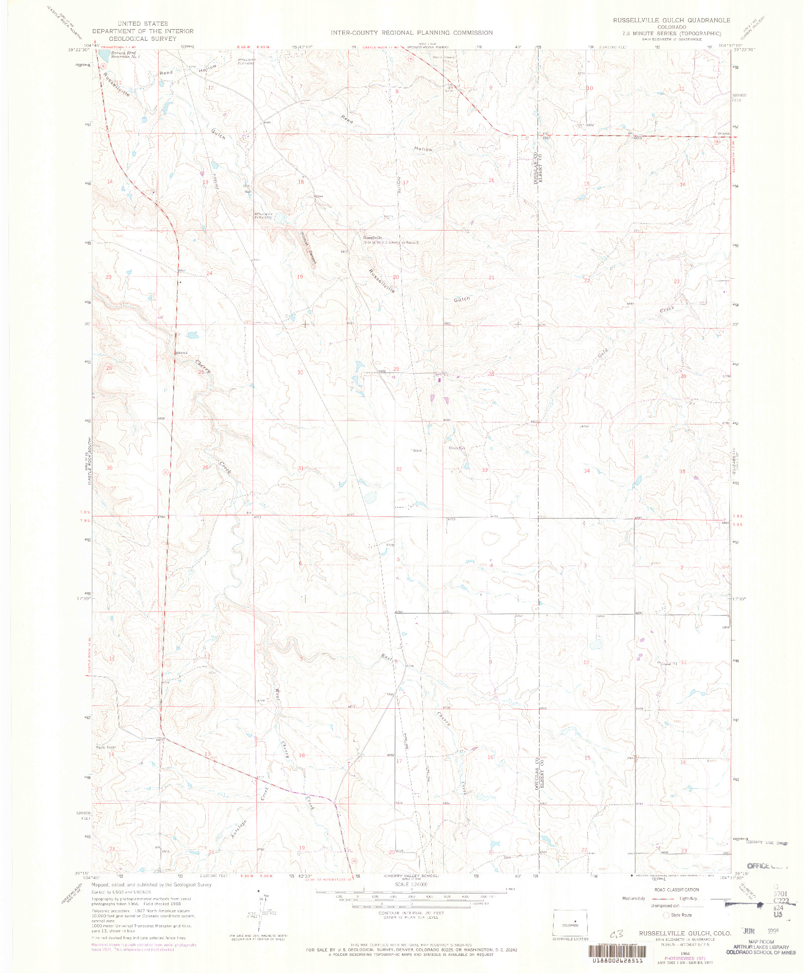 USGS 1:24000-SCALE QUADRANGLE FOR RUSSELLVILLE GULCH, CO 1966
