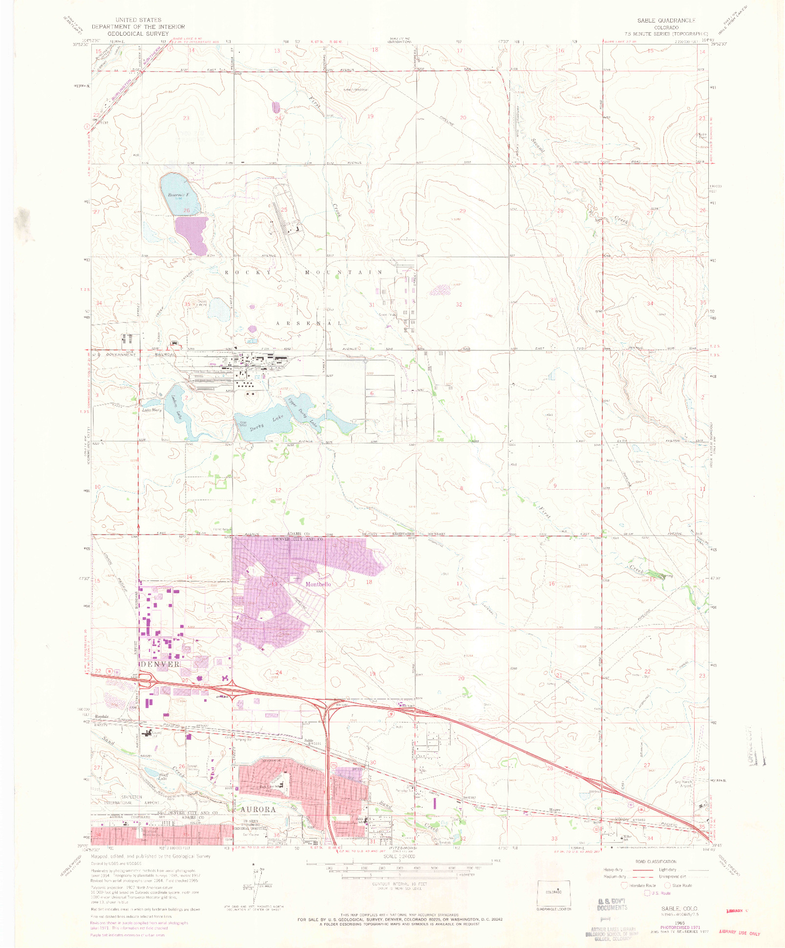 USGS 1:24000-SCALE QUADRANGLE FOR SABLE, CO 1965