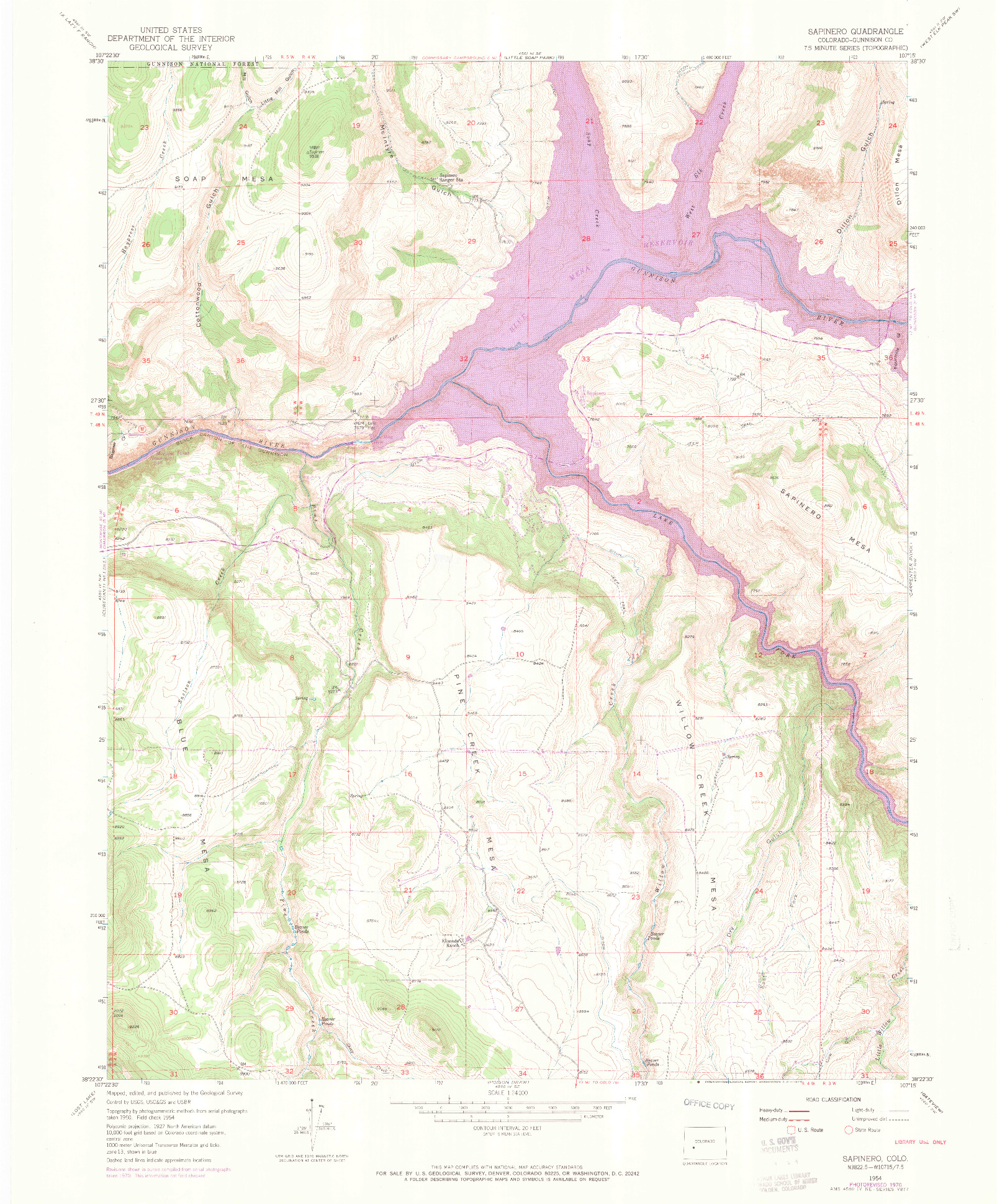 USGS 1:24000-SCALE QUADRANGLE FOR SAPINERO, CO 1954