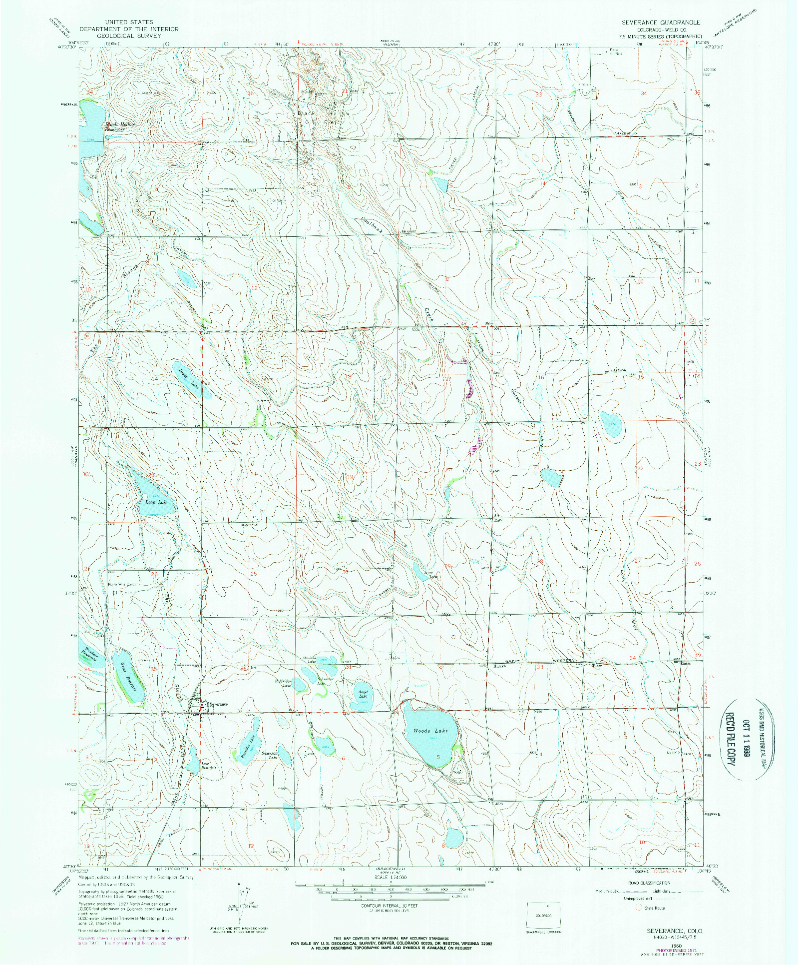 USGS 1:24000-SCALE QUADRANGLE FOR SEVERANCE, CO 1960