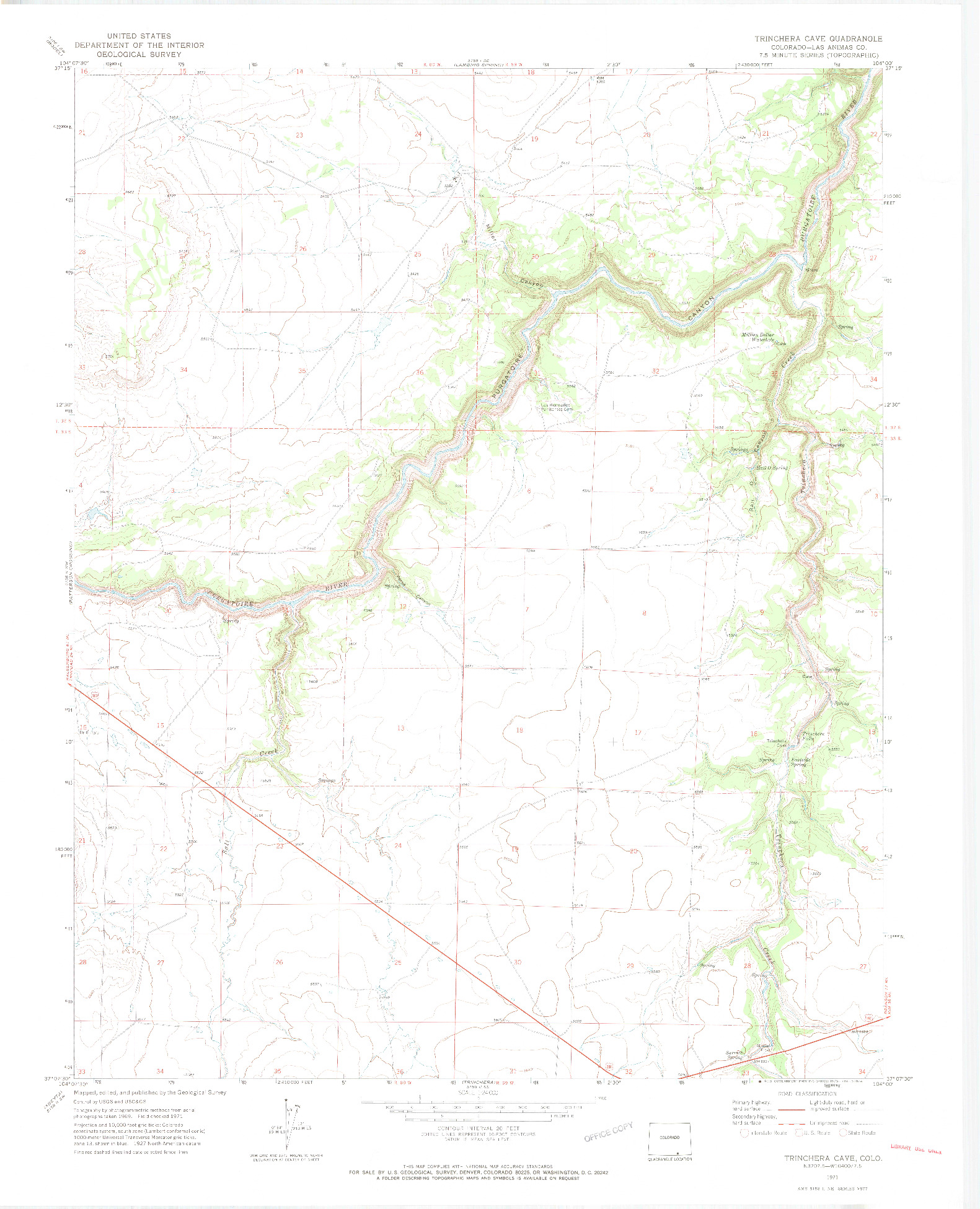 USGS 1:24000-SCALE QUADRANGLE FOR TRINCHERA CAVE, CO 1971